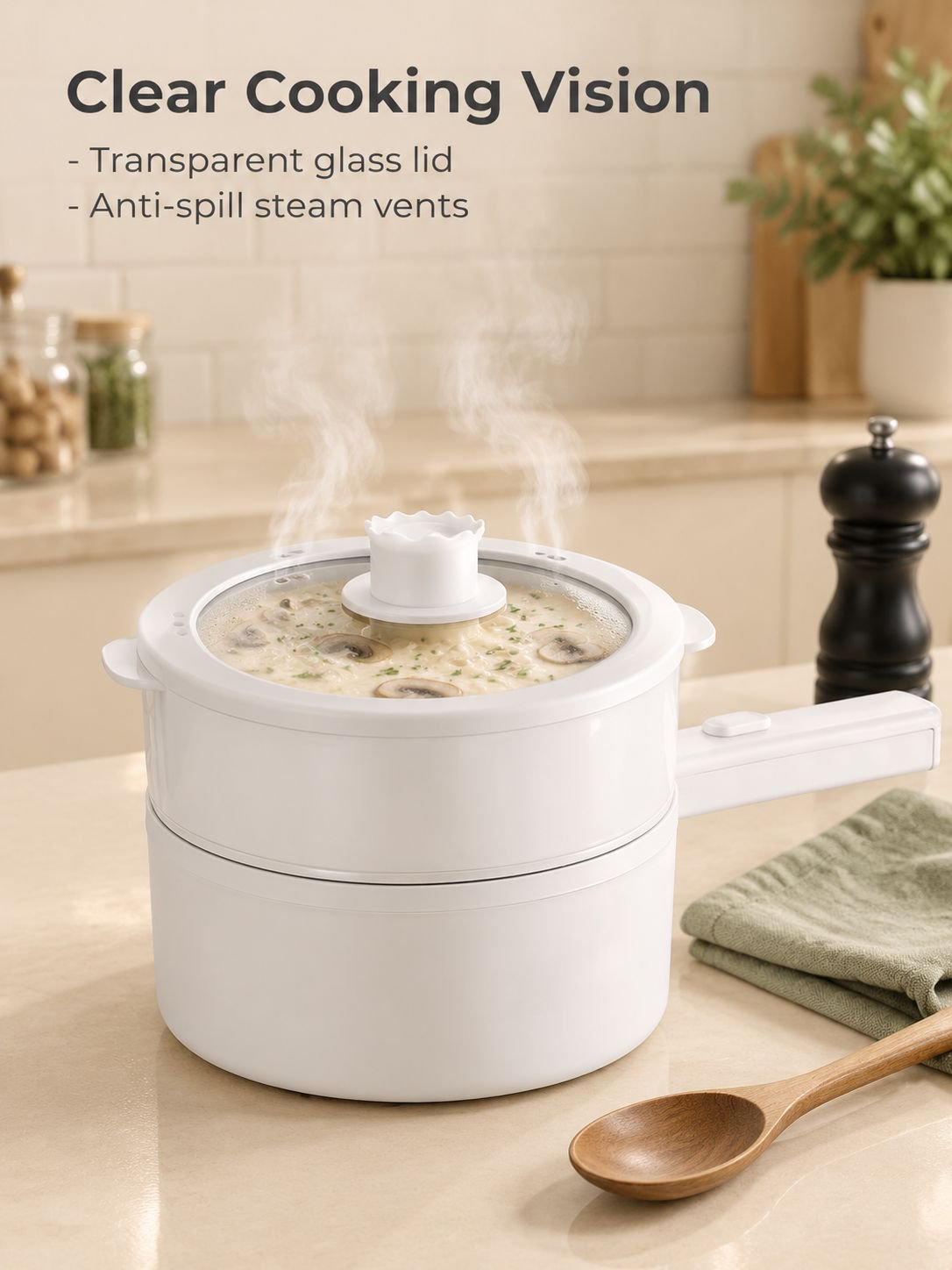 Easy-to-clean electric cooking pot design
