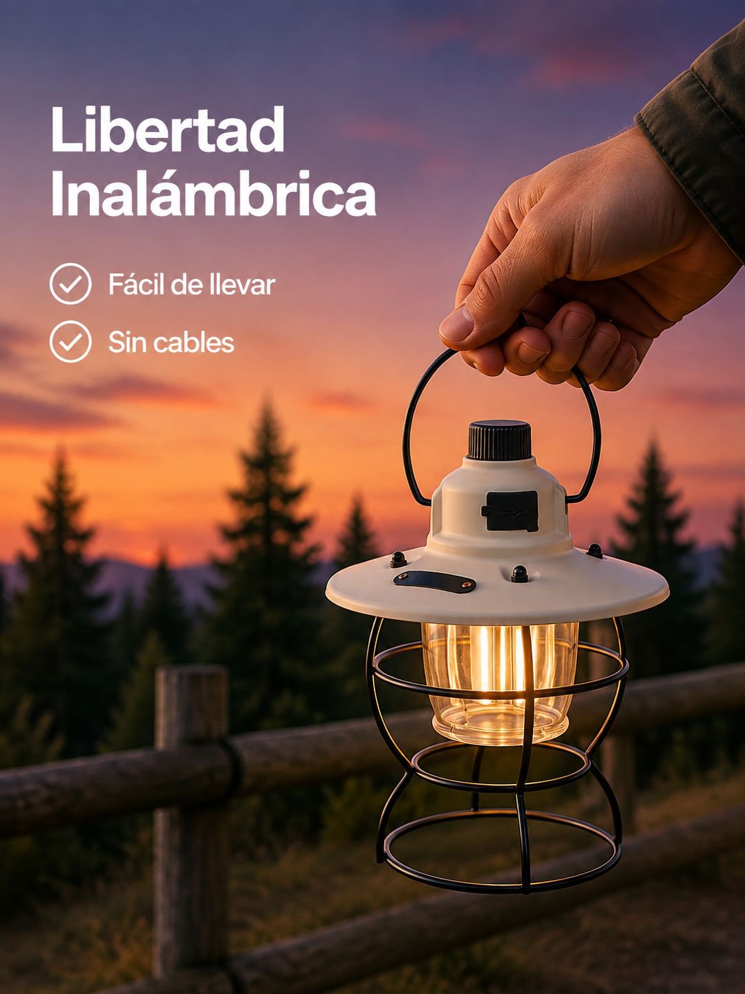 Lámpara de campamento inalámbrica de metal