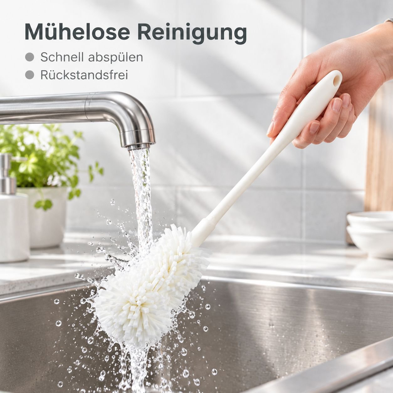 Langstielige Reinigungsbürste für Mixerbehälter