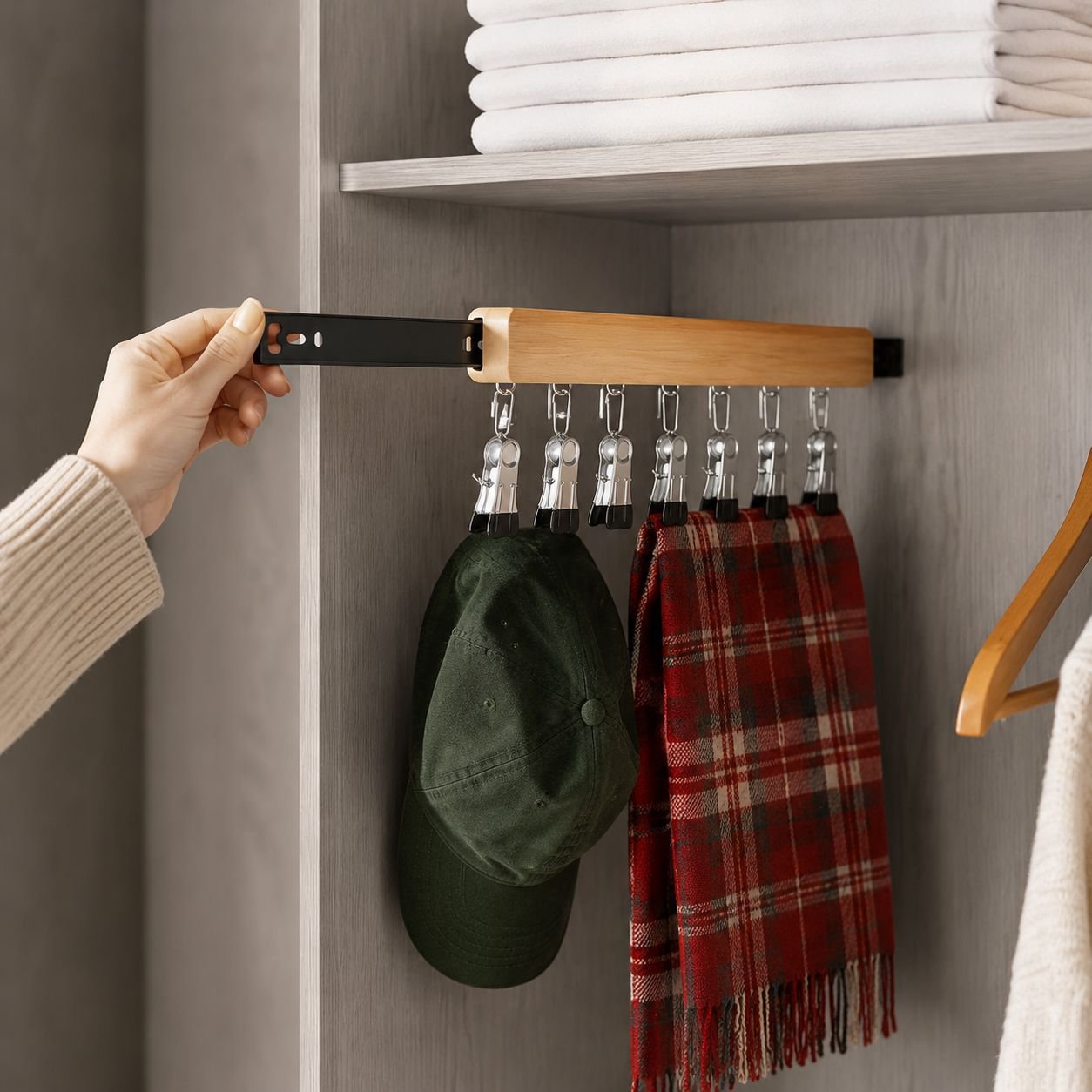 Easy-to-install retractable underwear rack for wardrobe