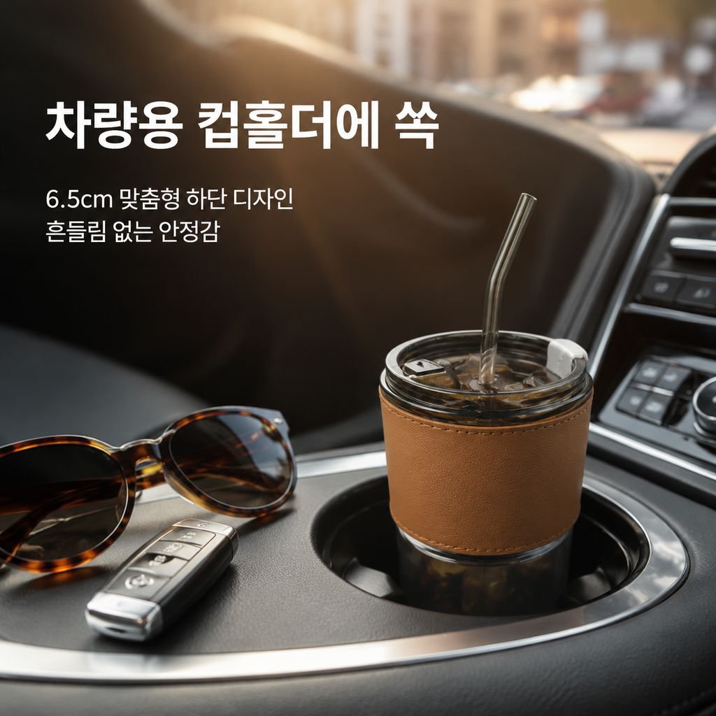 빨대와 뚜껑이 있는 대나무절 유리컵