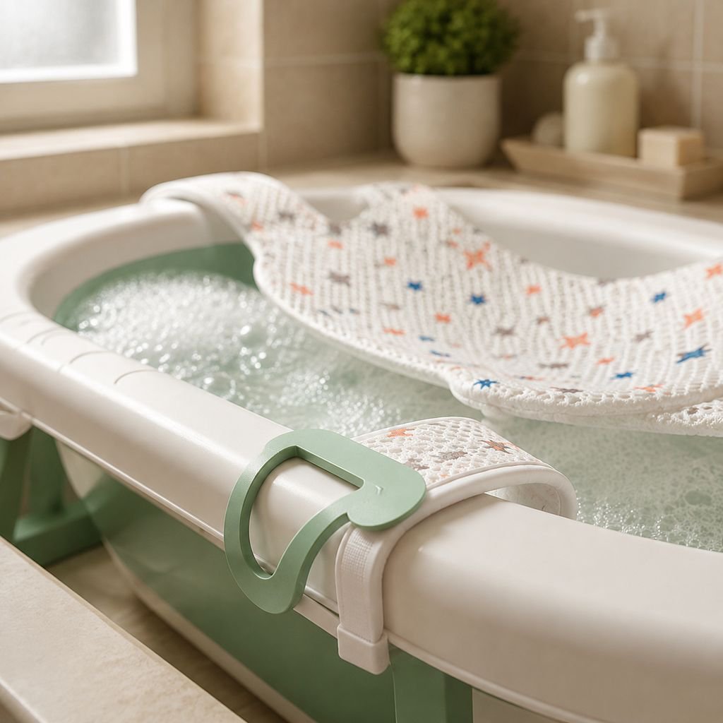 Foldable baby bath tub with large capacity for infants