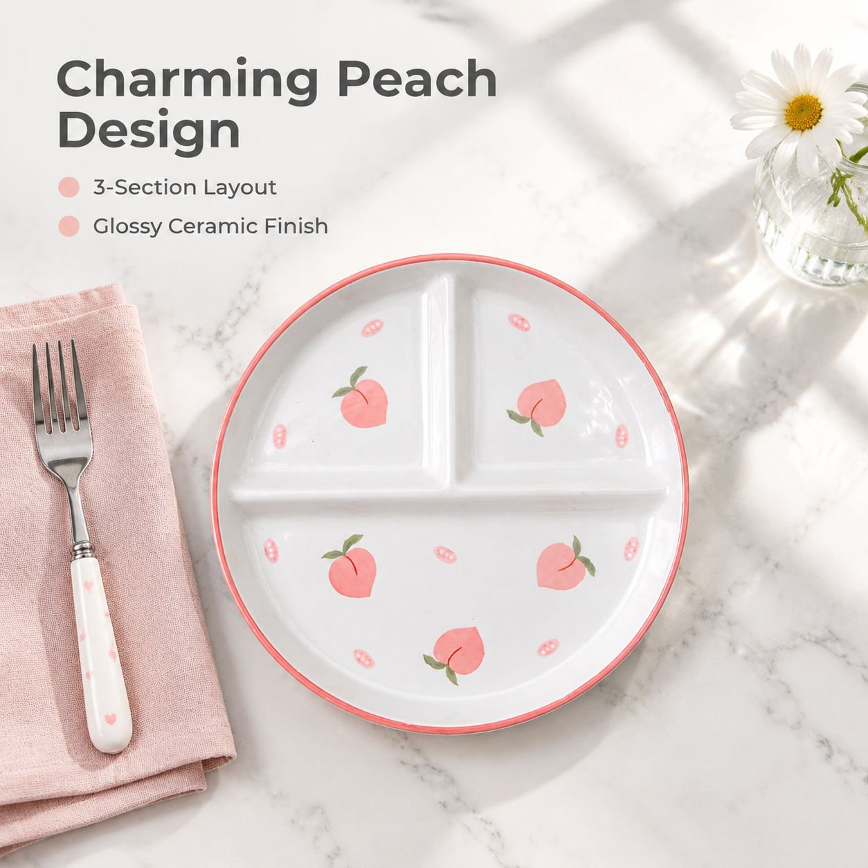 High-value ceramic three-grid plate