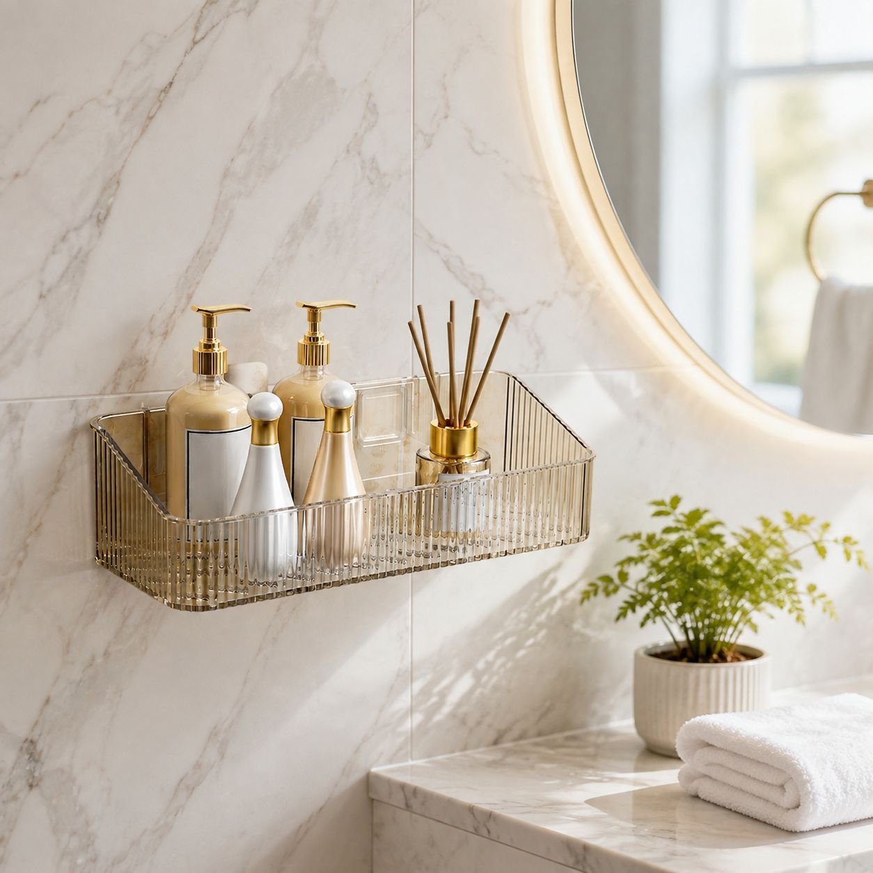 Transparent Drainage Multi-Functional Bathroom Storage Shelf
