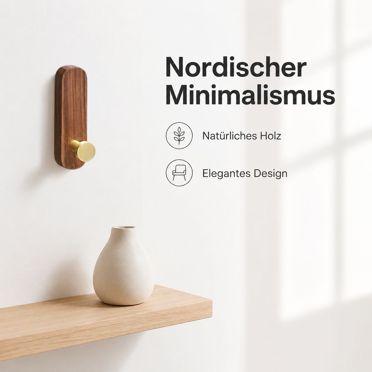 Skandinavischer Einfacher Holzhaken Wanddeko Haushaltsgarderobe