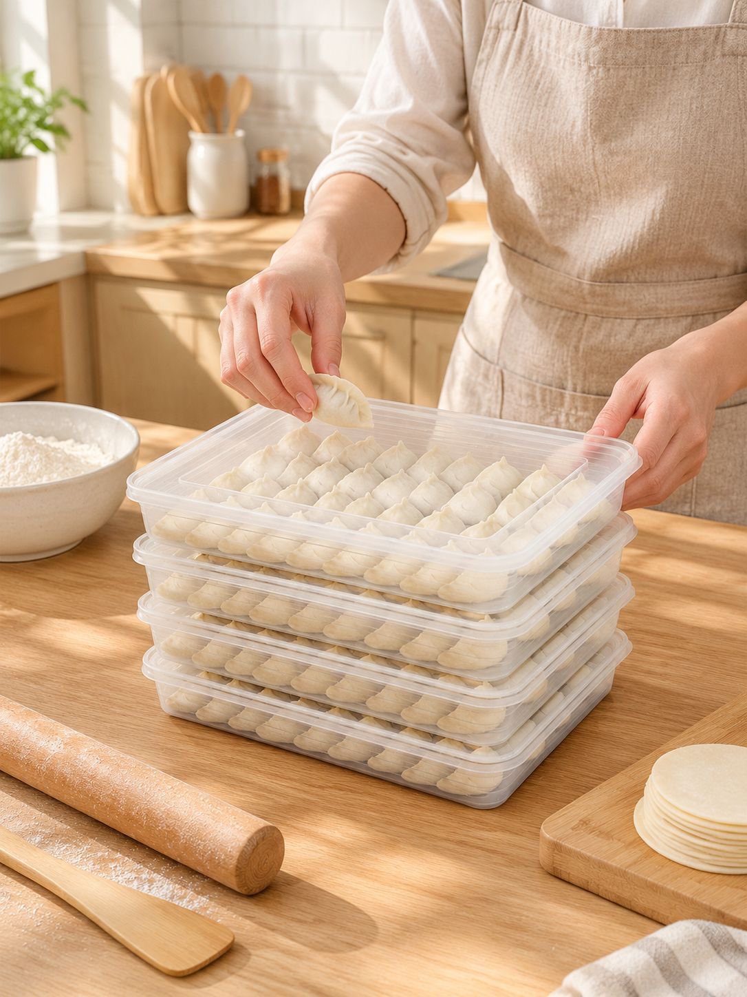 重ね置きできる餃子冷凍保存ケース