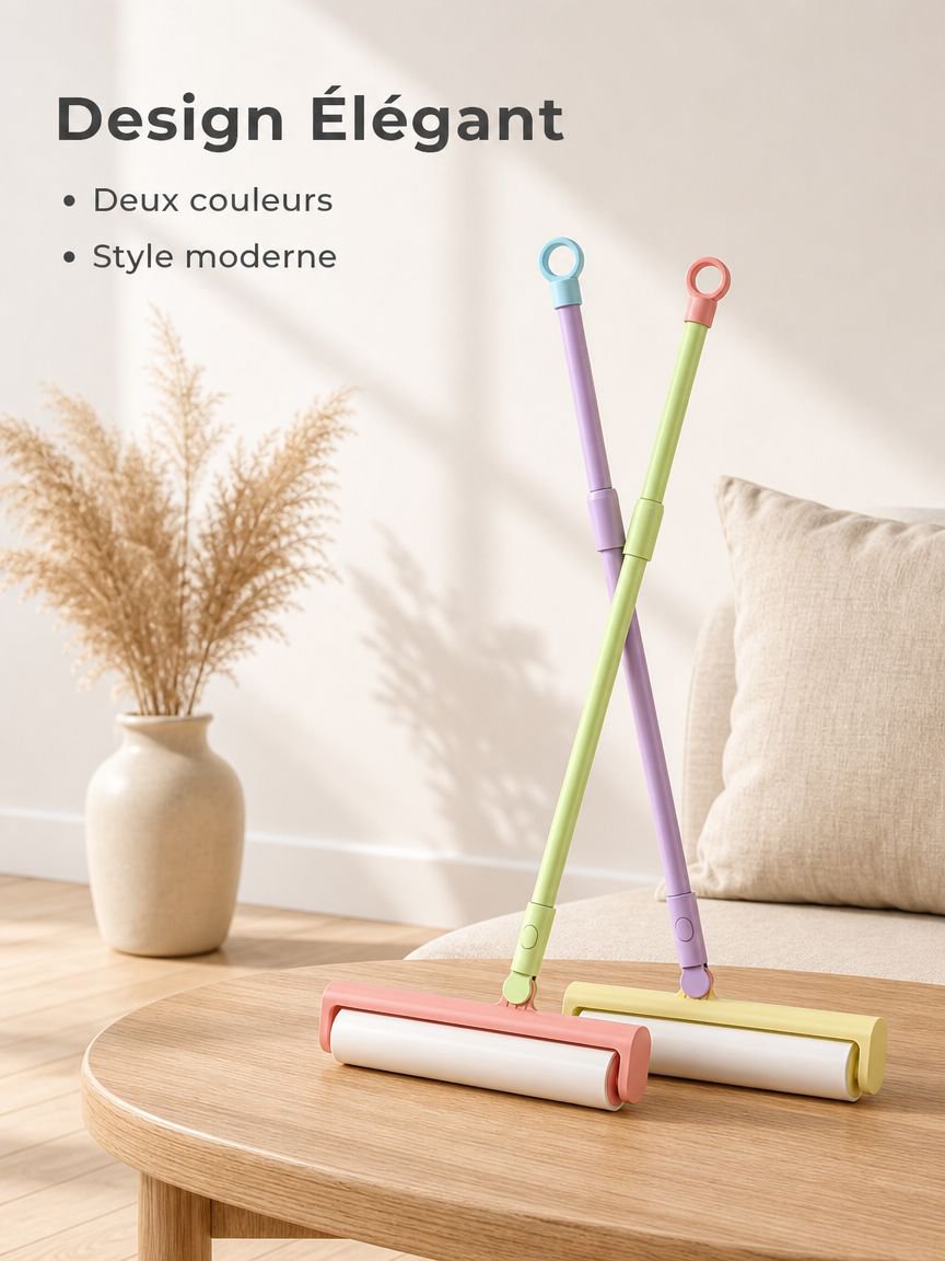 Brosse à Peluches Télescopique Allongée pour la Maison, Attrape Cheveux et Poussière