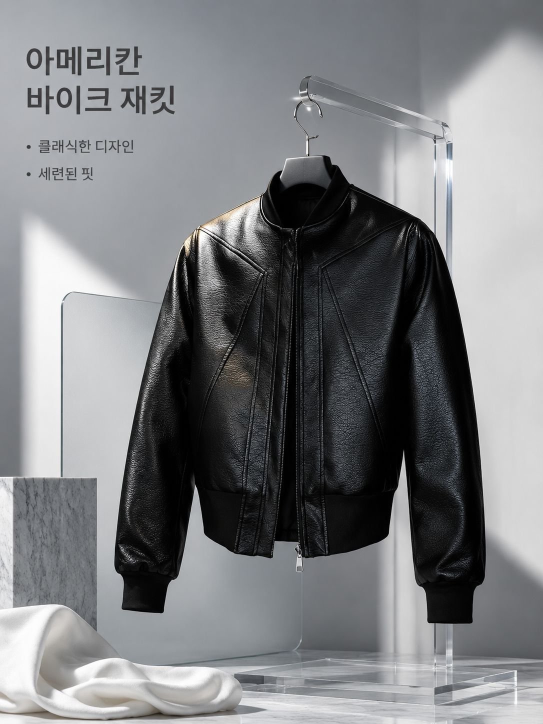 남성 아메리칸 스타일 가죽 바이커 자켓