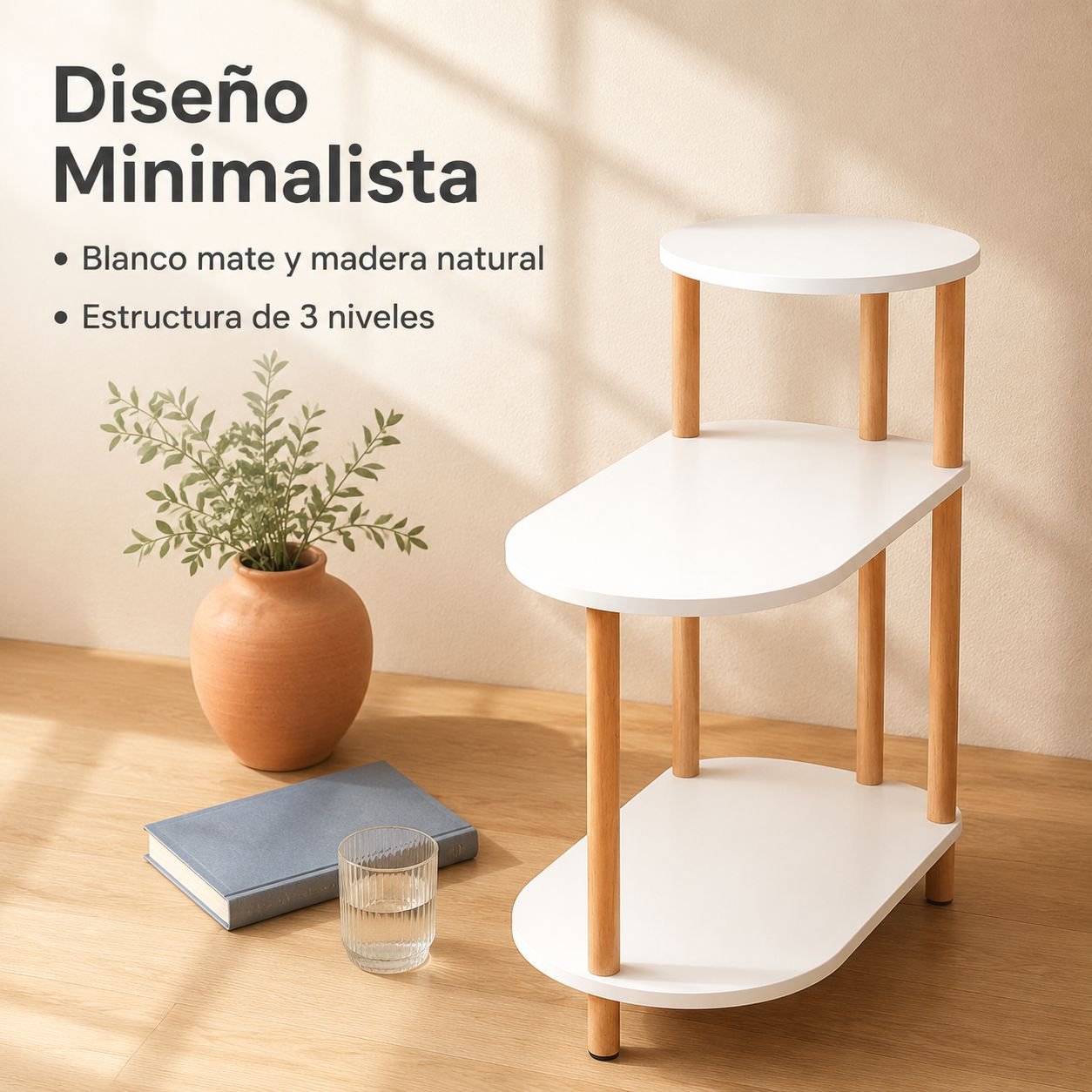 Mesa auxiliar móvil de tres niveles