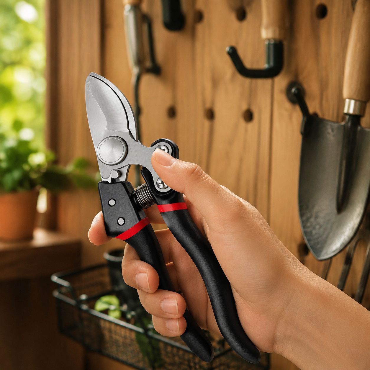 Efficient gardening scissors for flowers and branches