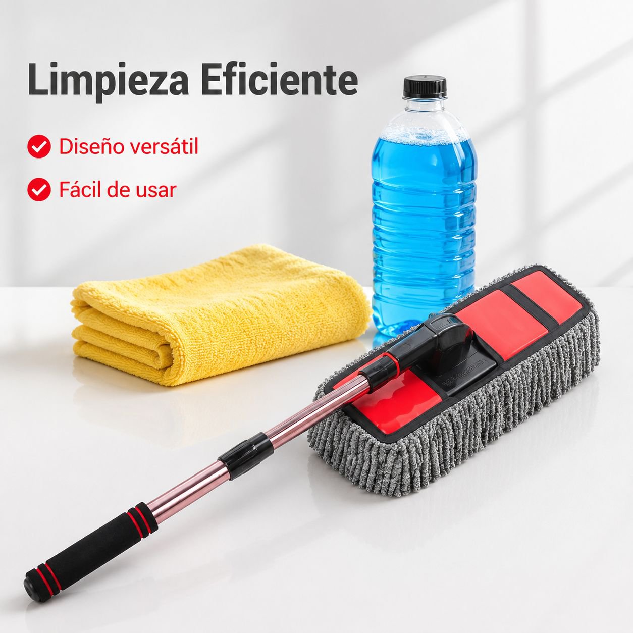 Combo multifuncional de mopa enceradora y cepillos para lavado de autos
