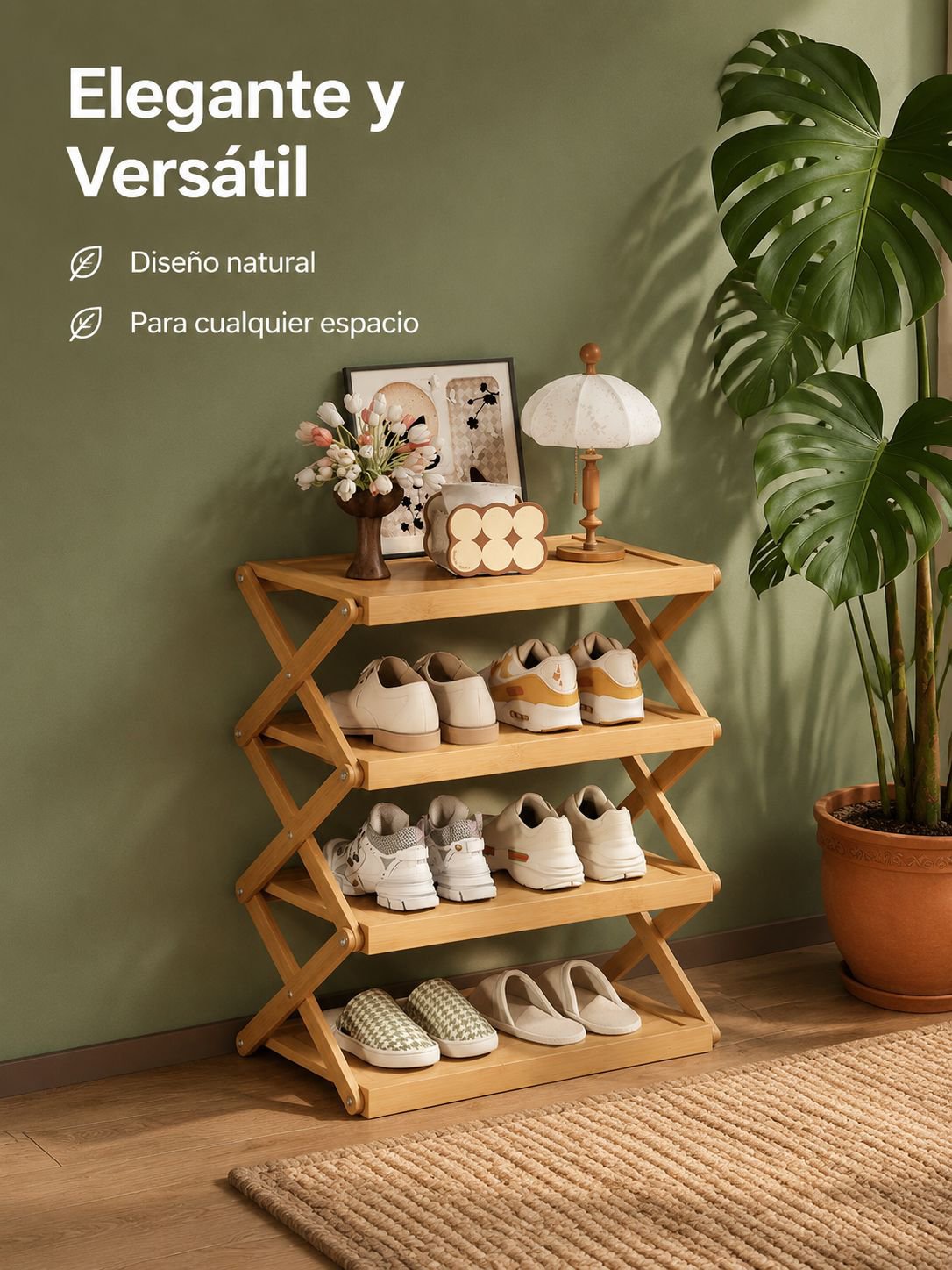 Zapatero plegable multifuncional de varias capas para el hogar, ligero y de fácil acceso