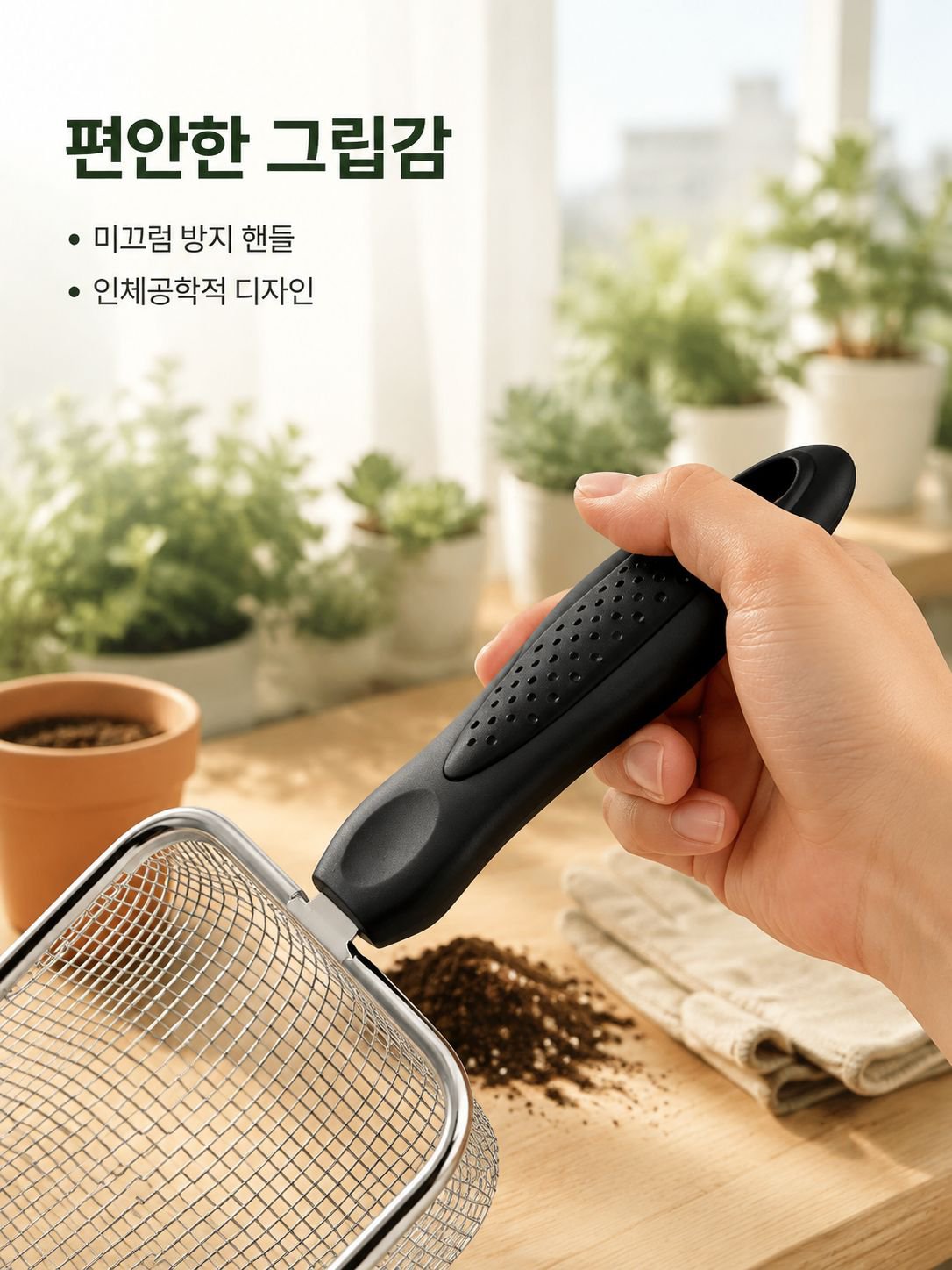 손잡이가 달린 정원용 체