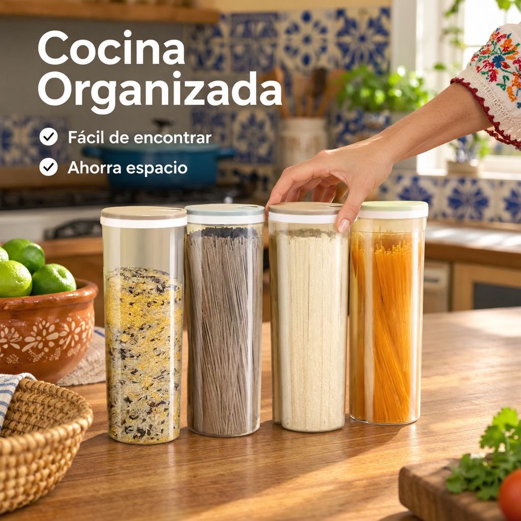 Contenedor Hermético Para Pasta Y Granos Organizador De Cocina