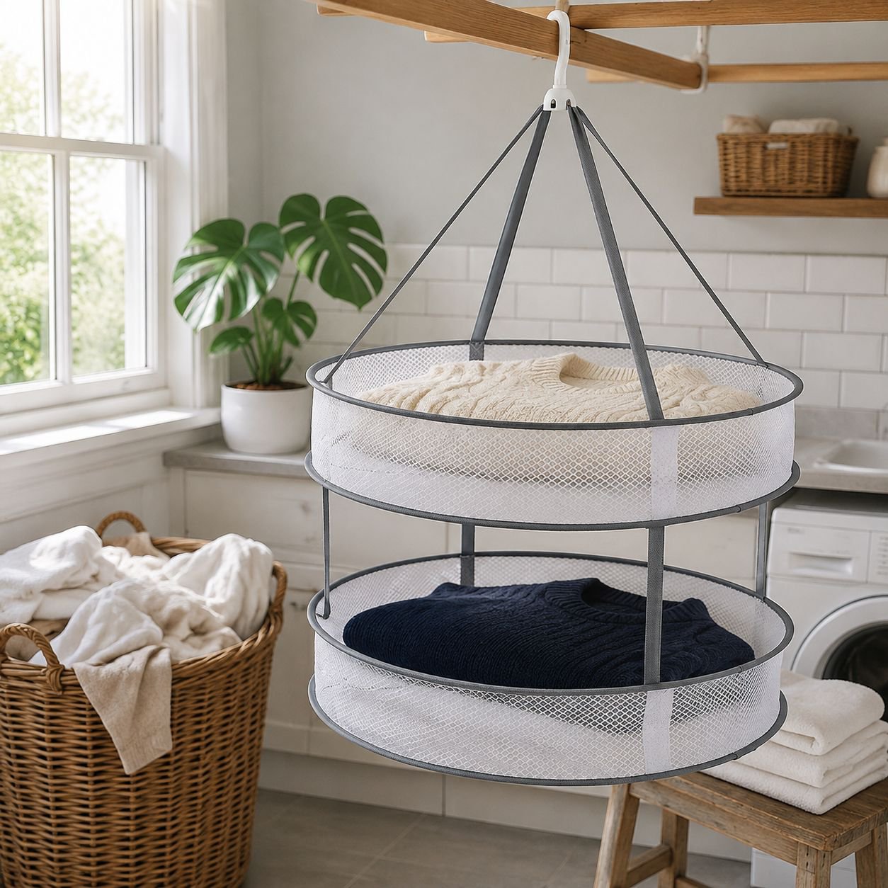 Foldable double-layer drying rack for sweaters
