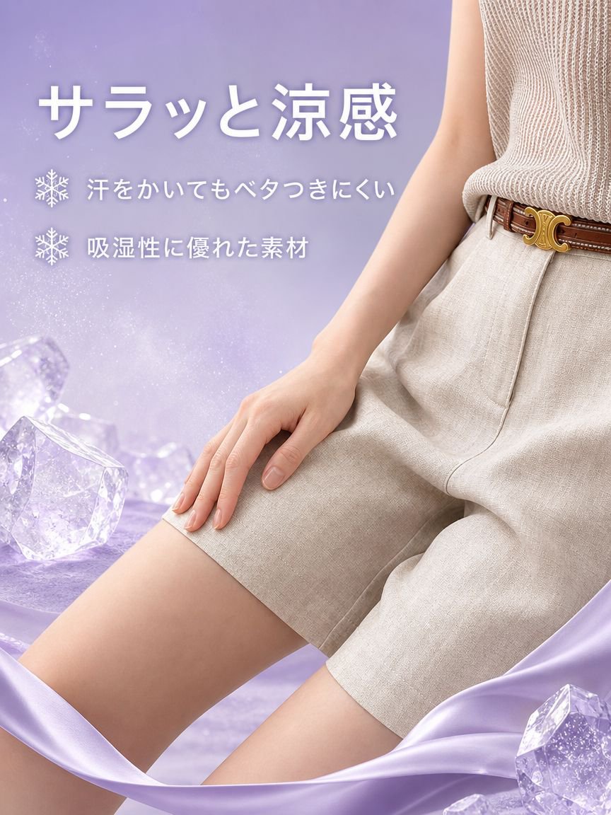 女性向け快適ショートパンツの正面写真