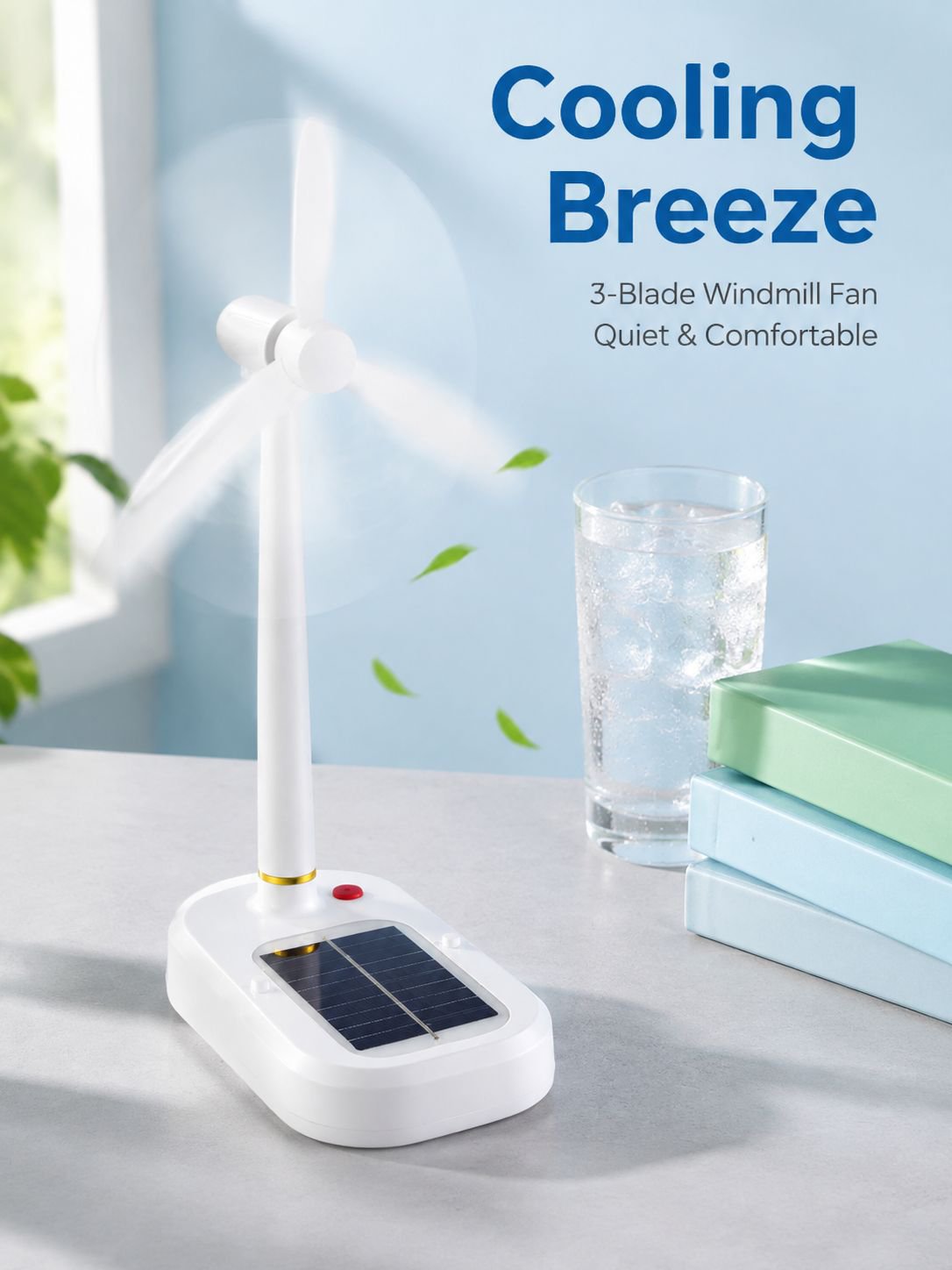 Solar Rechargeable Desk Lamp Study Fan