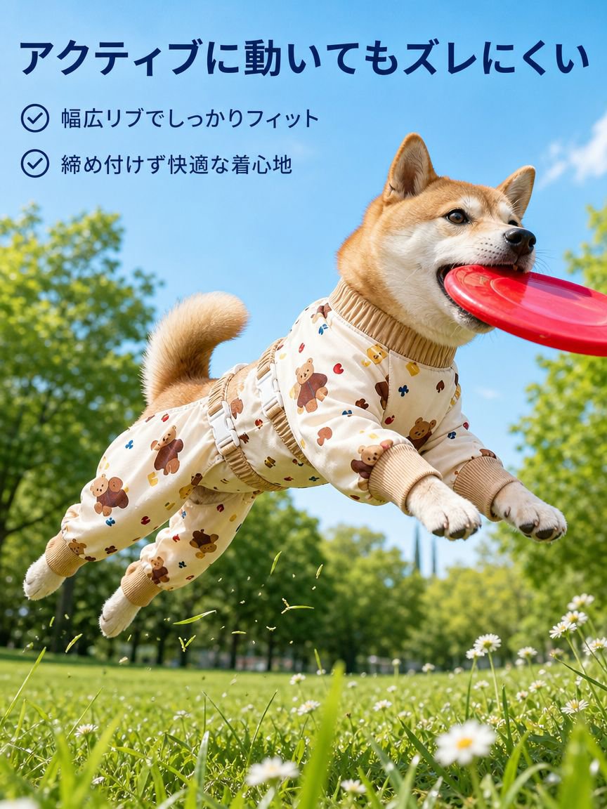 小中型犬プリントの防塵パンツ