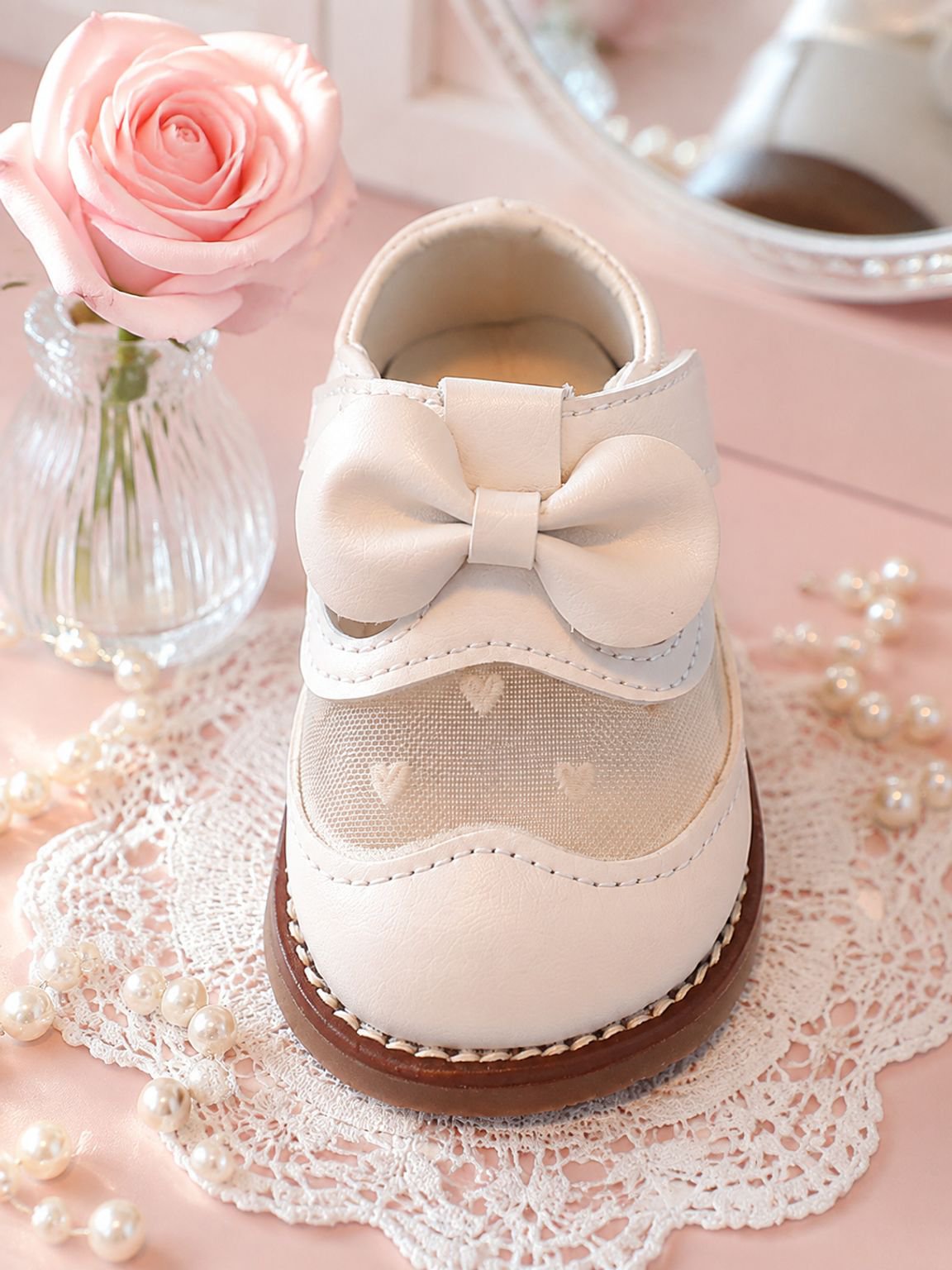 Zapatos de suela blanda y transpirables para bebé estilo princesa