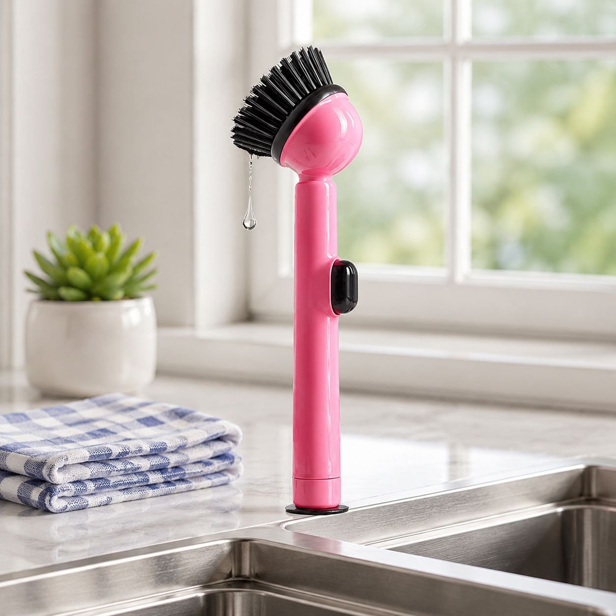 Dopamine Suction Cup Long Handle Liquid-Dispensing Cleaning Brush