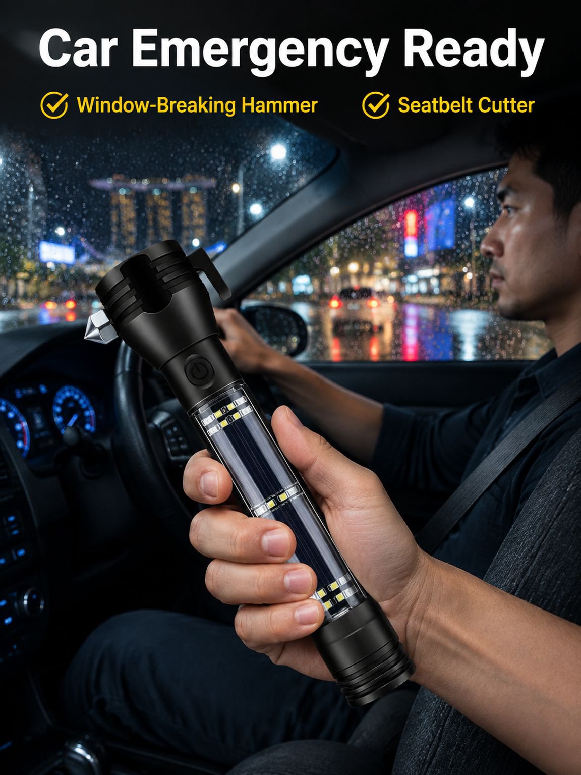 Outdoor emergency high-intensity flashlight