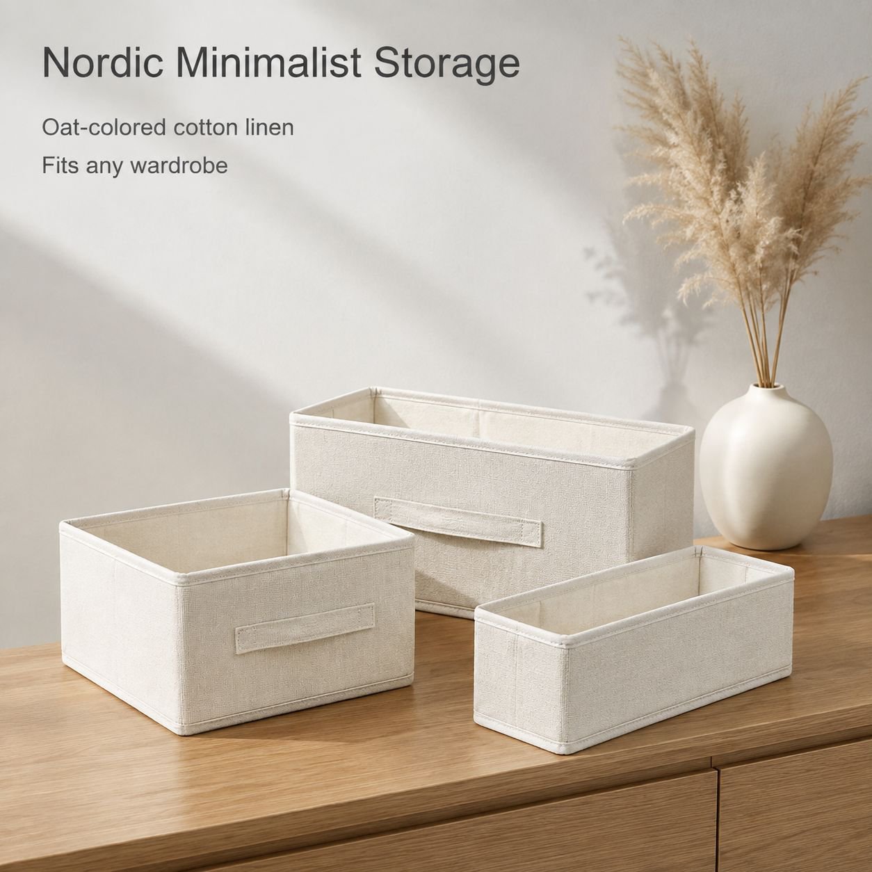 Cotton and linen fabric clothing storage box