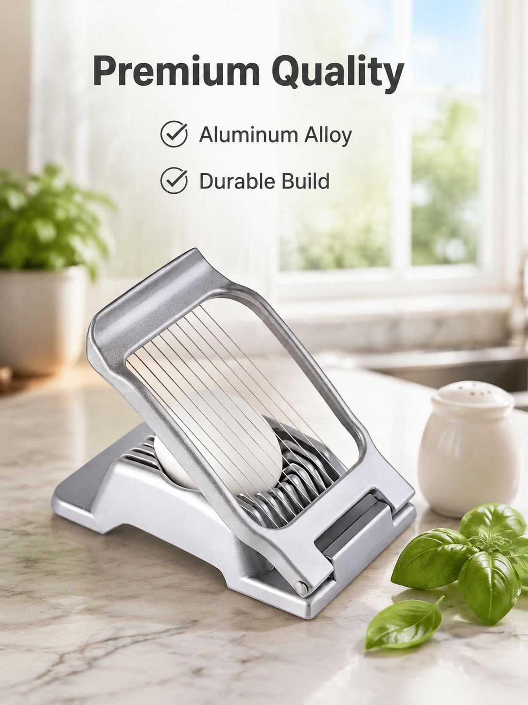 Kitchen Multi-purpose Egg Slicer, Aluminum Alloy Egg Divider, Kiwi & Century Egg Slicer