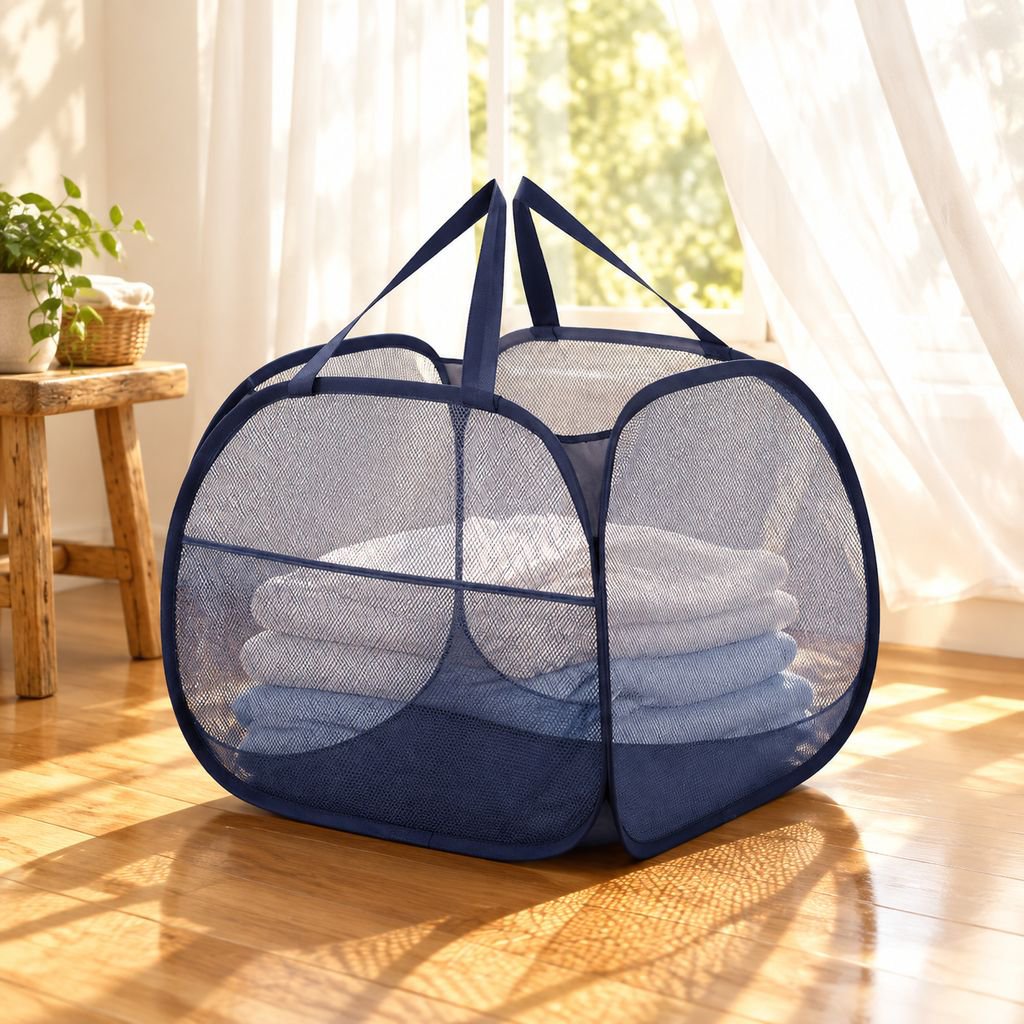 Cesta de ropa sucia plegable de gran capacidad de 90L, cesta de ropa sucia de gran apertura, cesta d