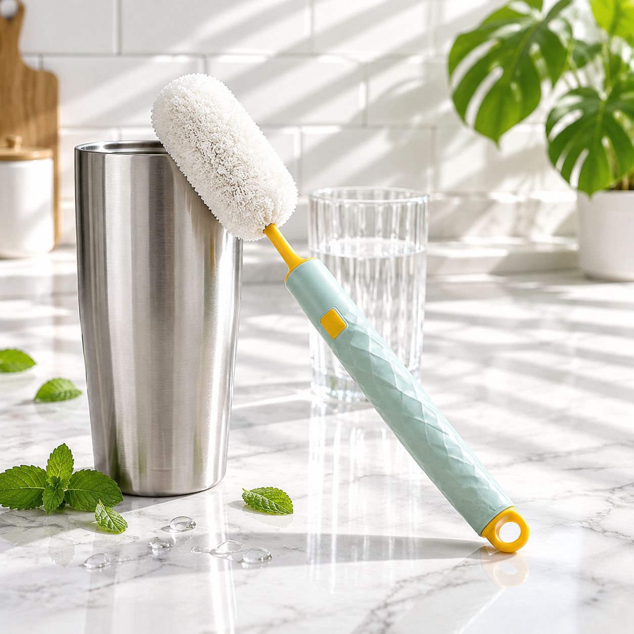 Long Handle Scouring Pad Bottle Brush Replaceable Cup Cleaning Brush for Tumblers