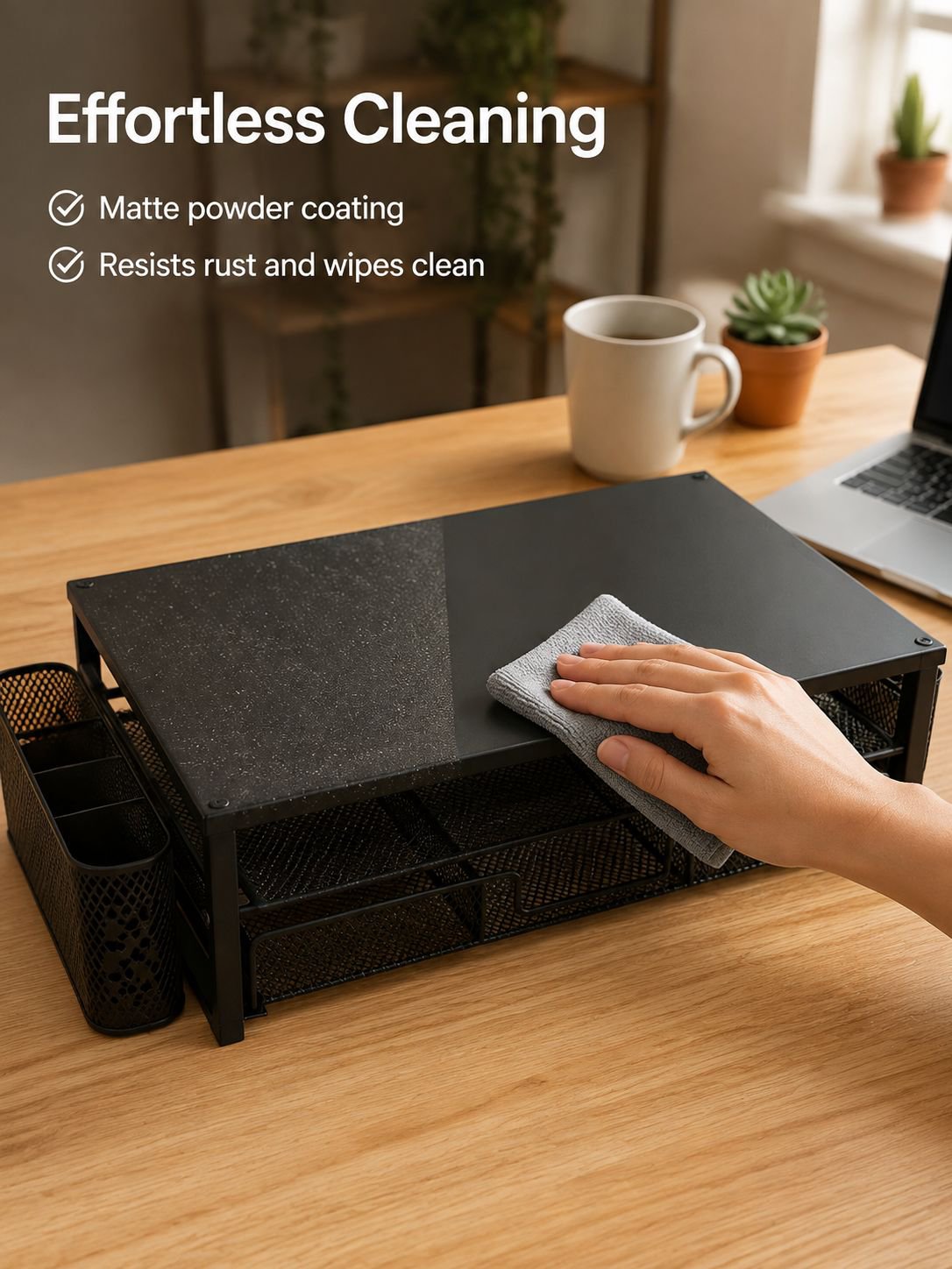 Multi-level desktop organiser for home office storage