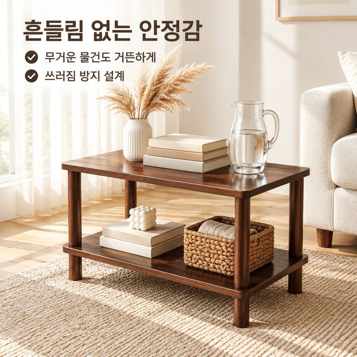 2단 소형 사각 테이블