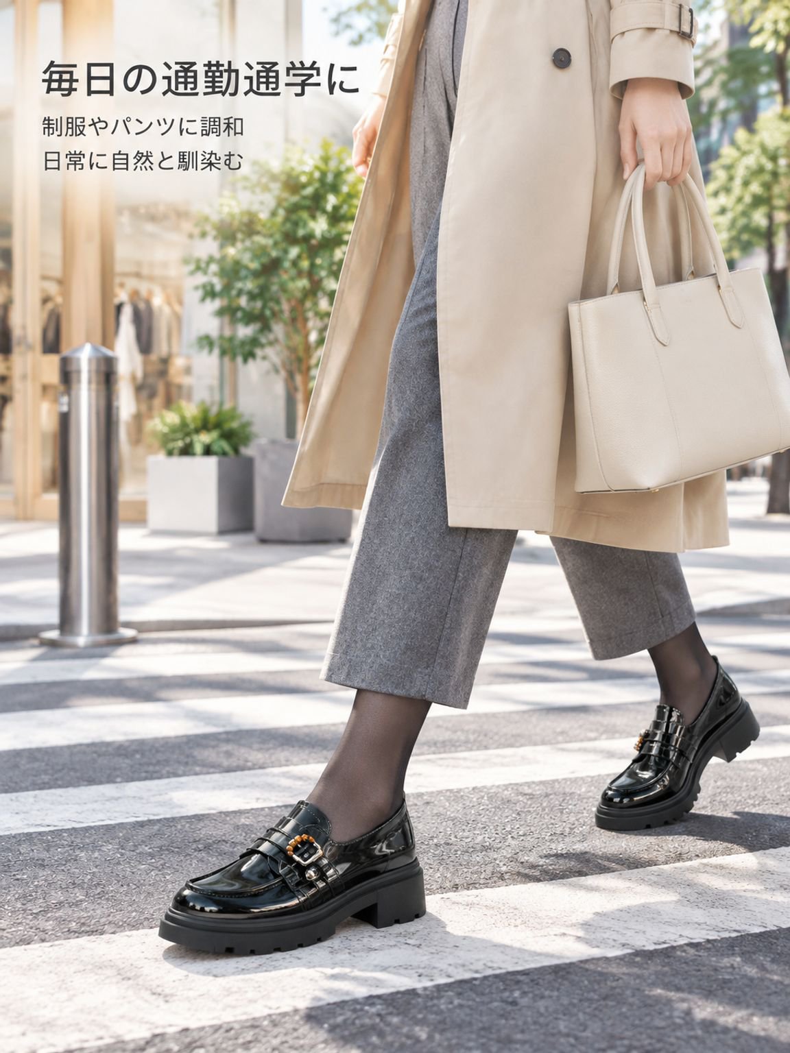 レトロな英国風ラウンドトゥシューズ