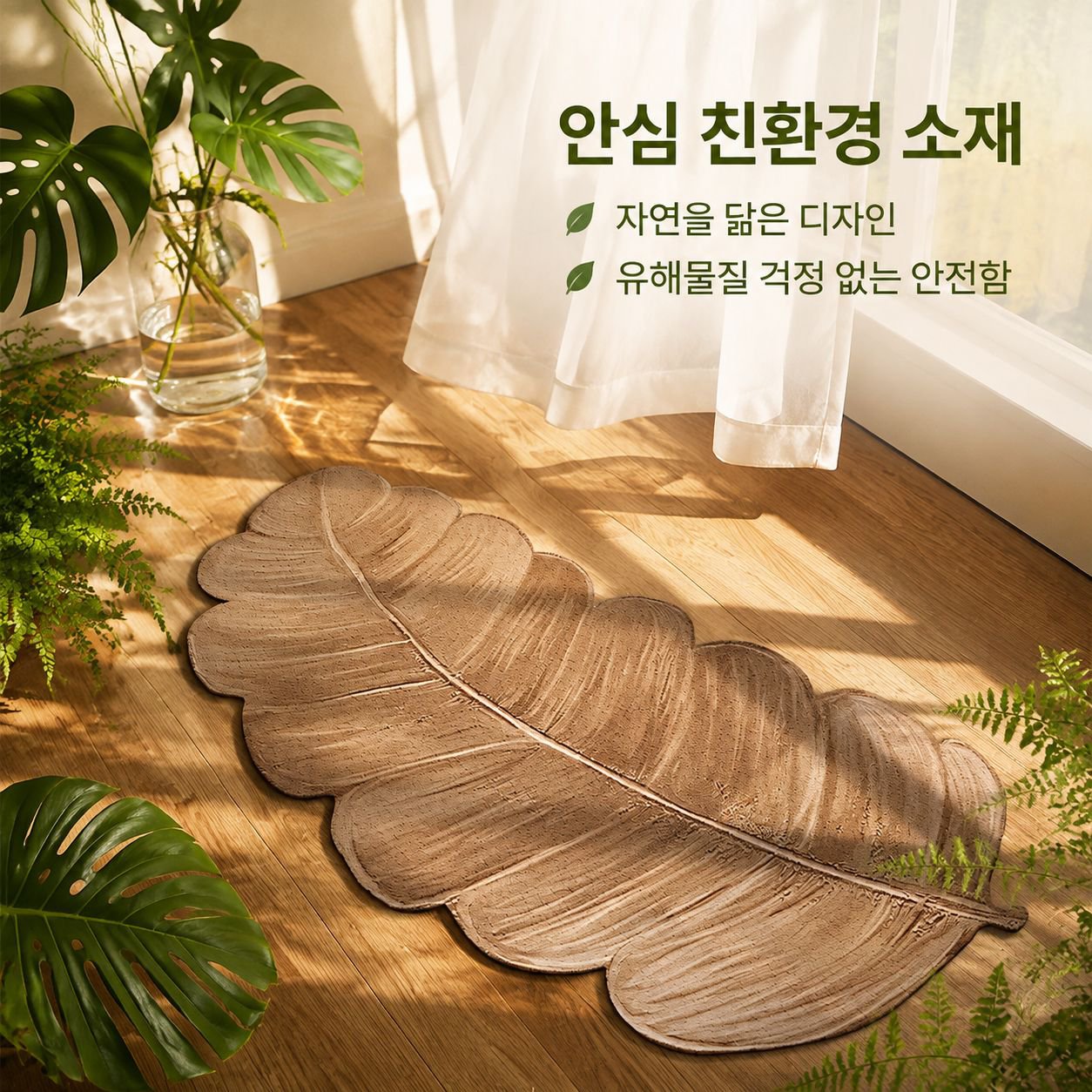 나뭇잎 모양의 규조토 흡수성 및 미끄럼 방지 욕실 매트