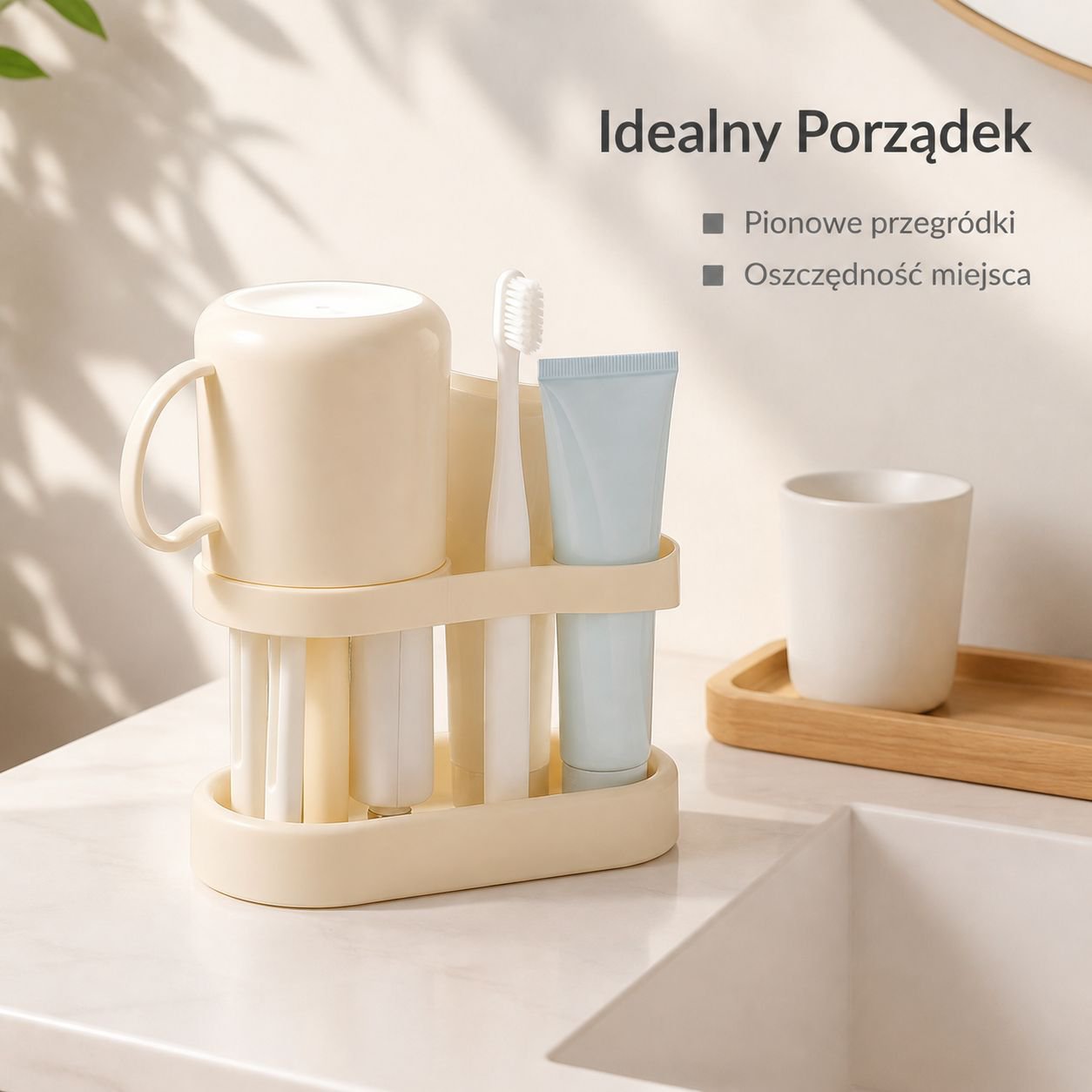 Prosty uchwyt na kubek do płukania ust i szczoteczkę do zębów