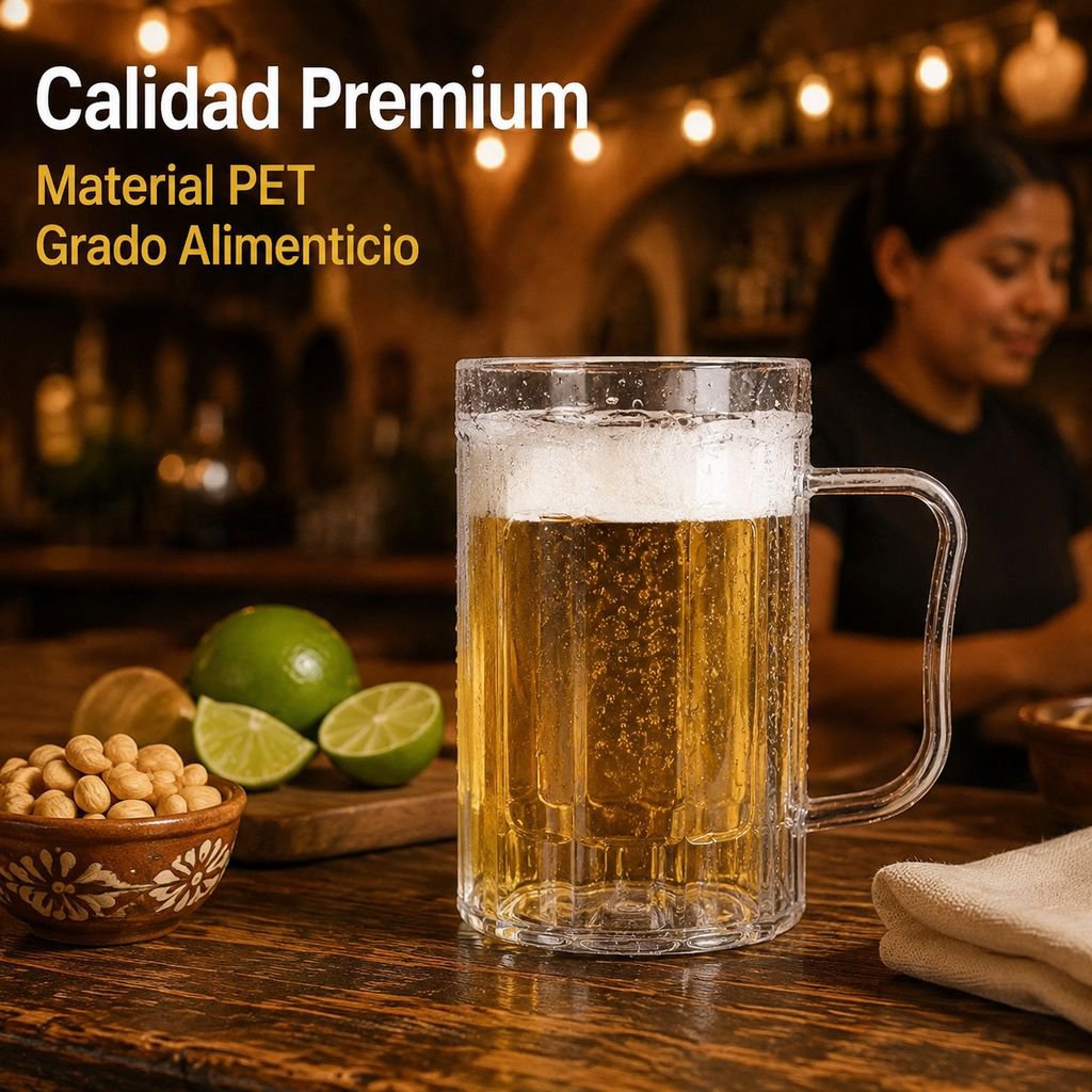 Jarra de cerveza de plástico PET 500ml con asa para KTV y bar