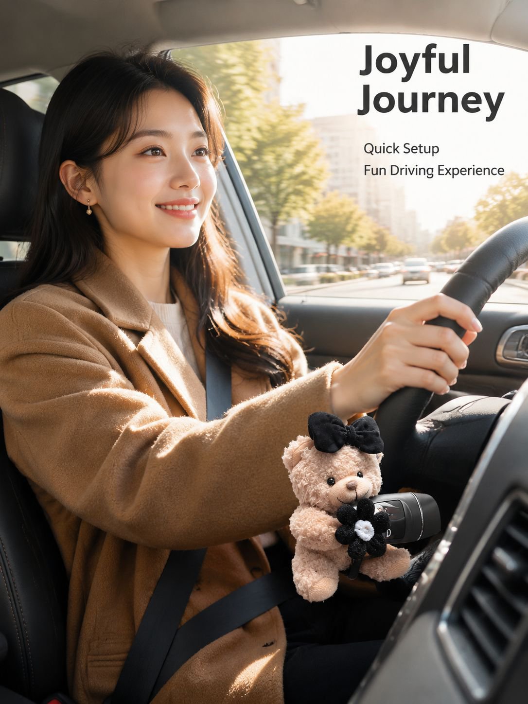 Cute bear-shaped gear shift lever steering wheel decoration