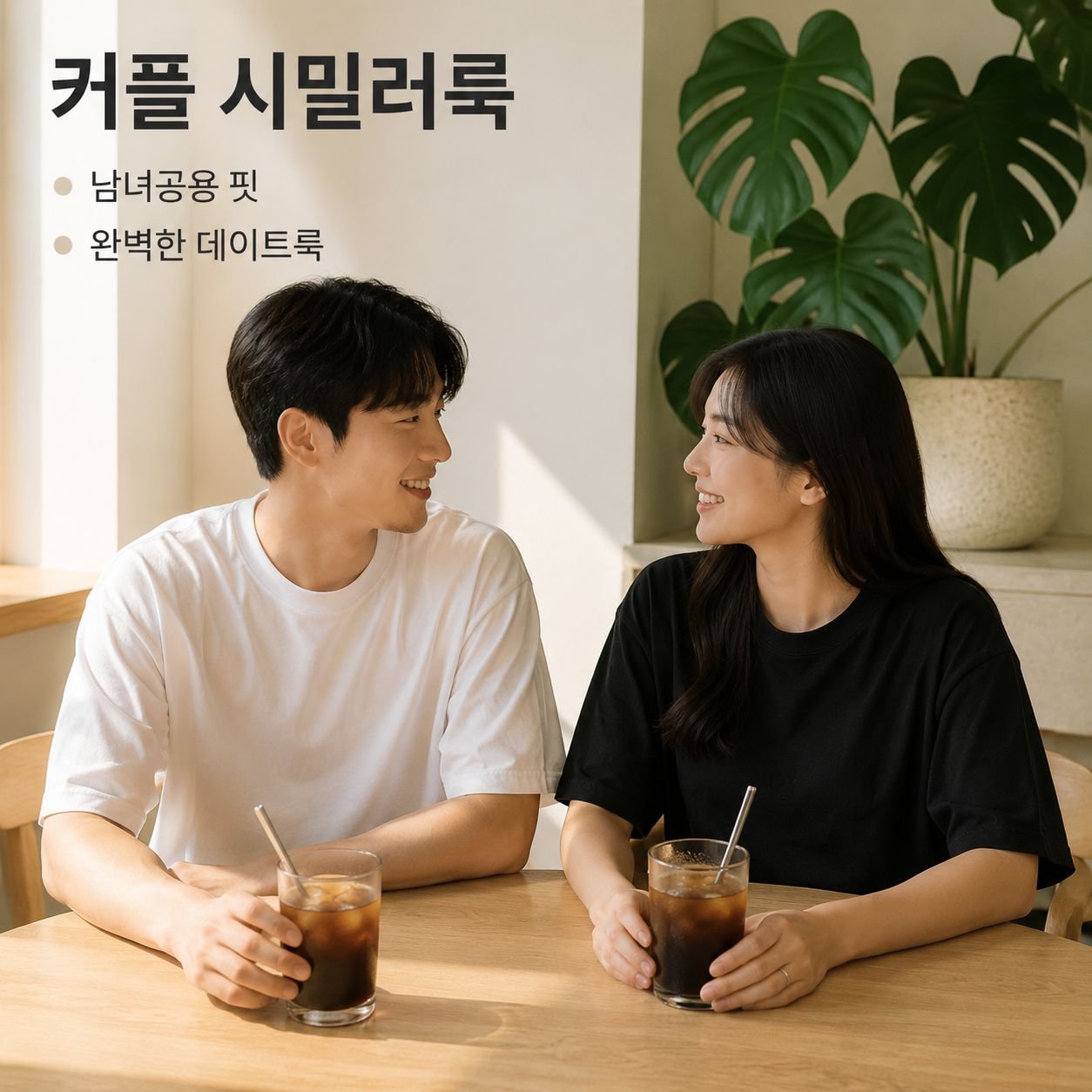 남녀공용 트렌디한 면 소재 캐주얼 반팔 티셔츠