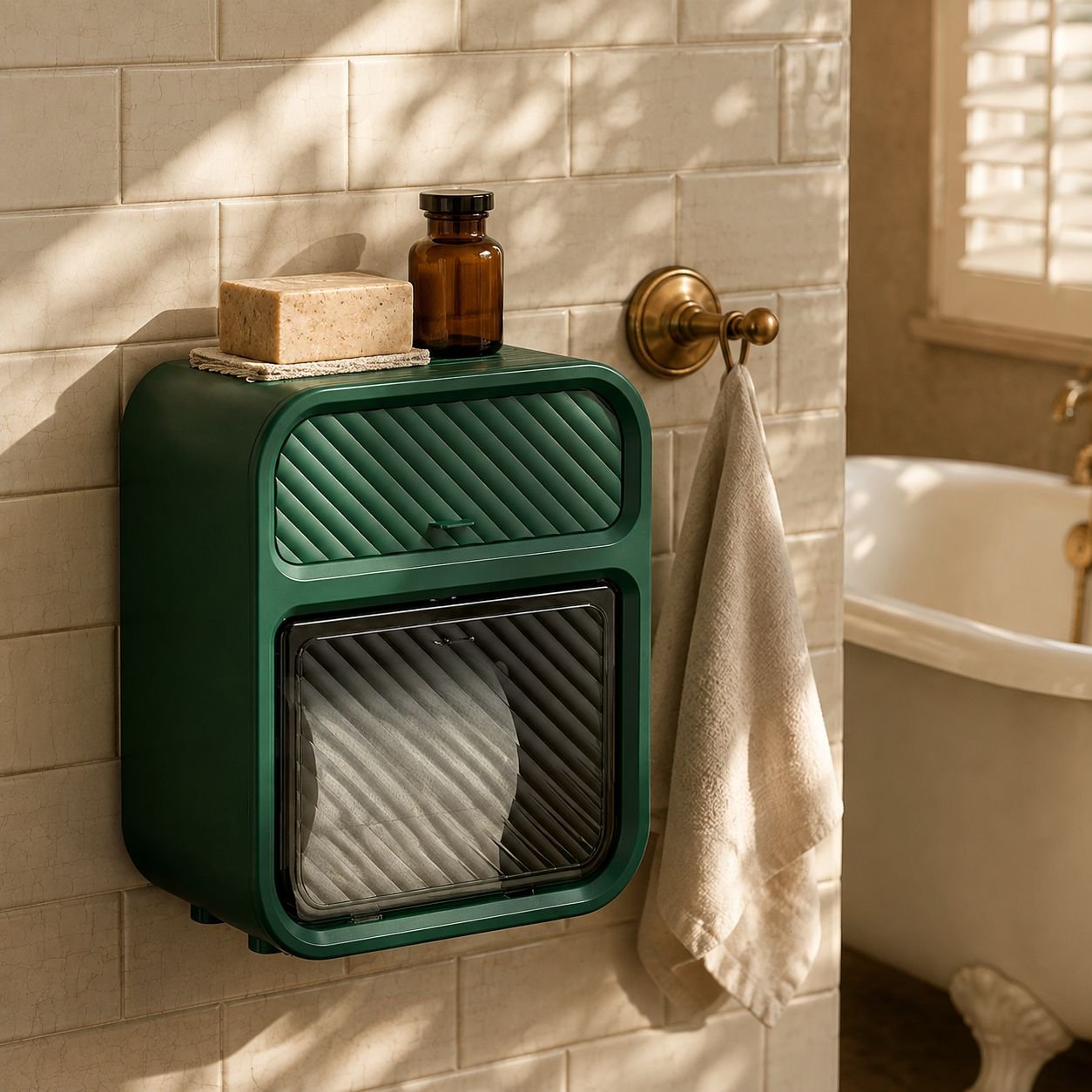 Étagère murale avec porte-rouleau pour toilettes