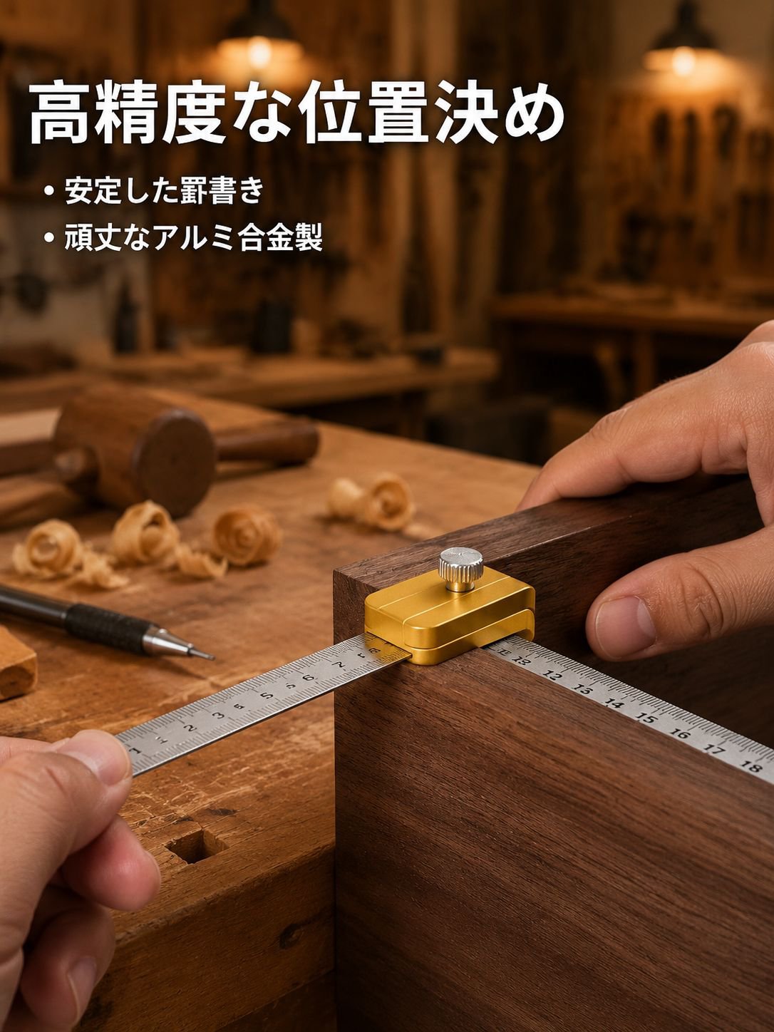 スチール定規位置決めブロック 木工用スケールストッパー 定規マーキングツール