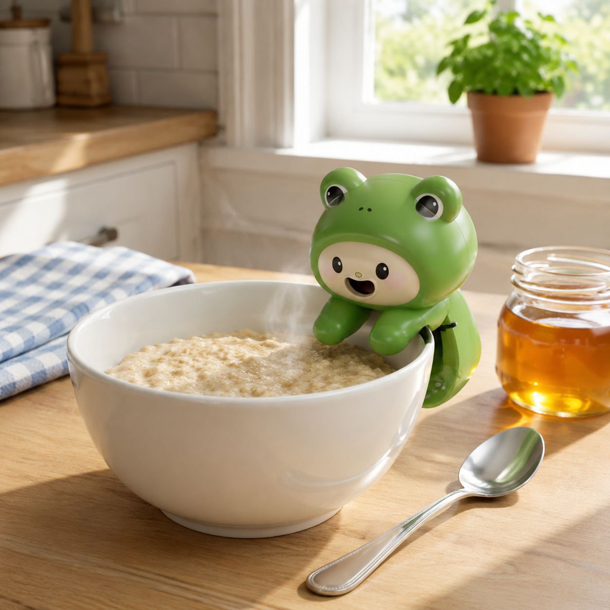 Summer Fan for Cooling Rice, Cute Puppy Design, Portable with Cup Hanger, Cat-Shaped Hot Water