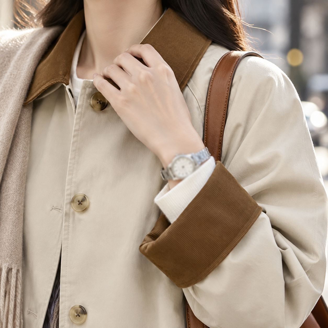 Japanese Fashion Women's Khaki Outerwear