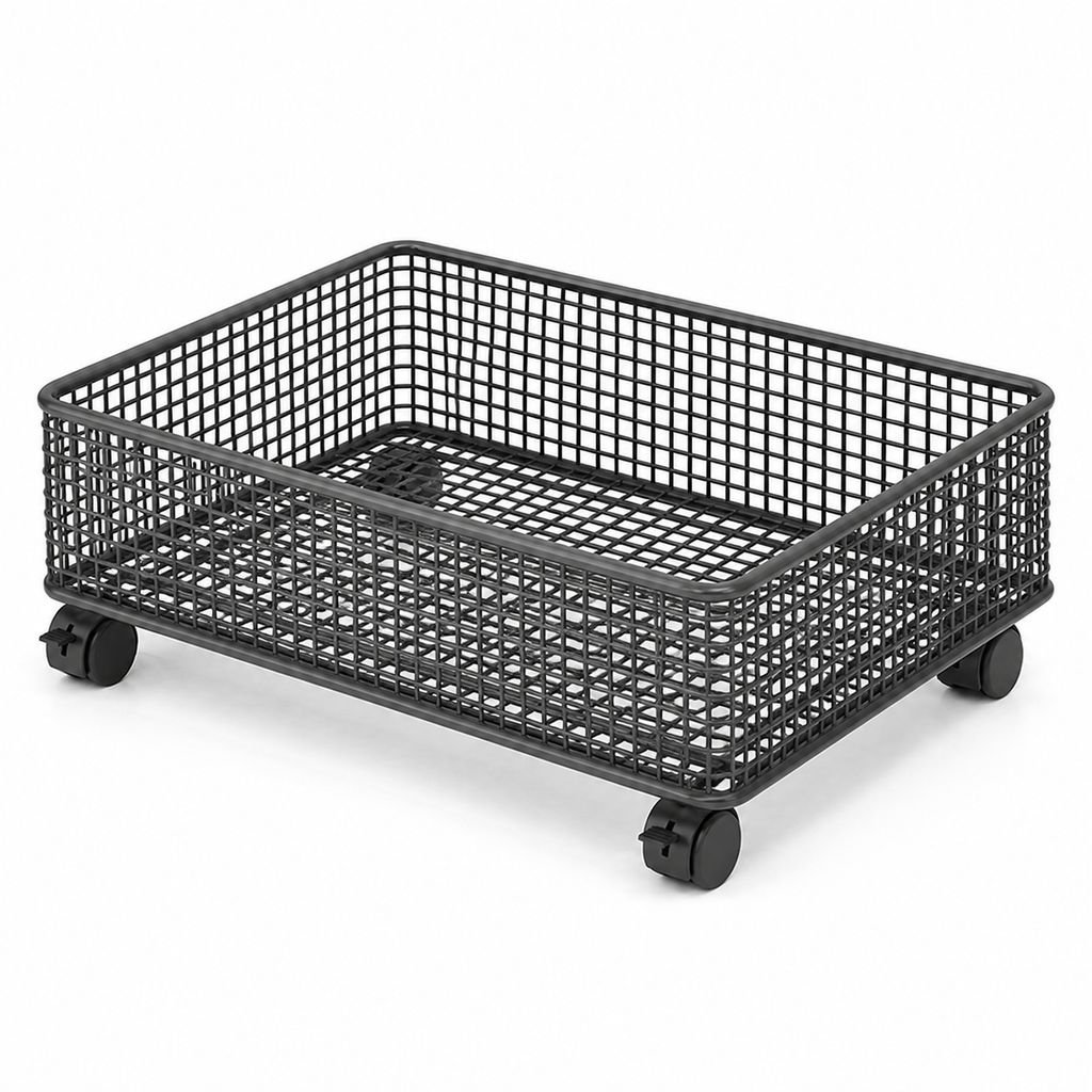 Space-Saving Metal Under-Bed Storage Box with Casters