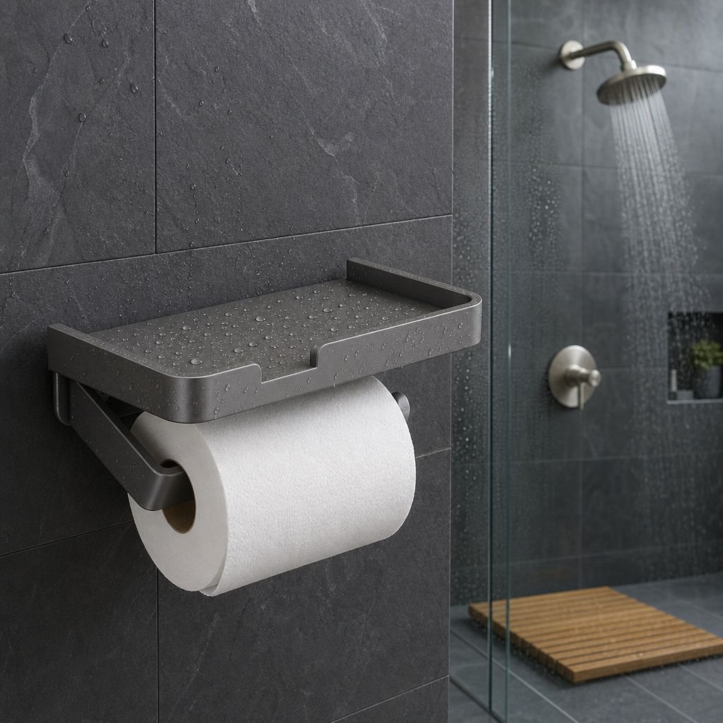 Bathroom tissue box, no-drill bathroom shelf, phone holder, toilet paper holder