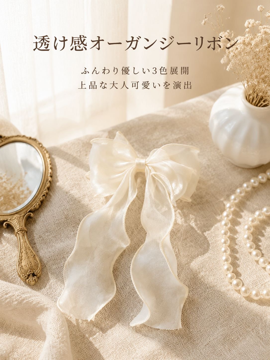 かわいいリボンのヘアアクセサリー