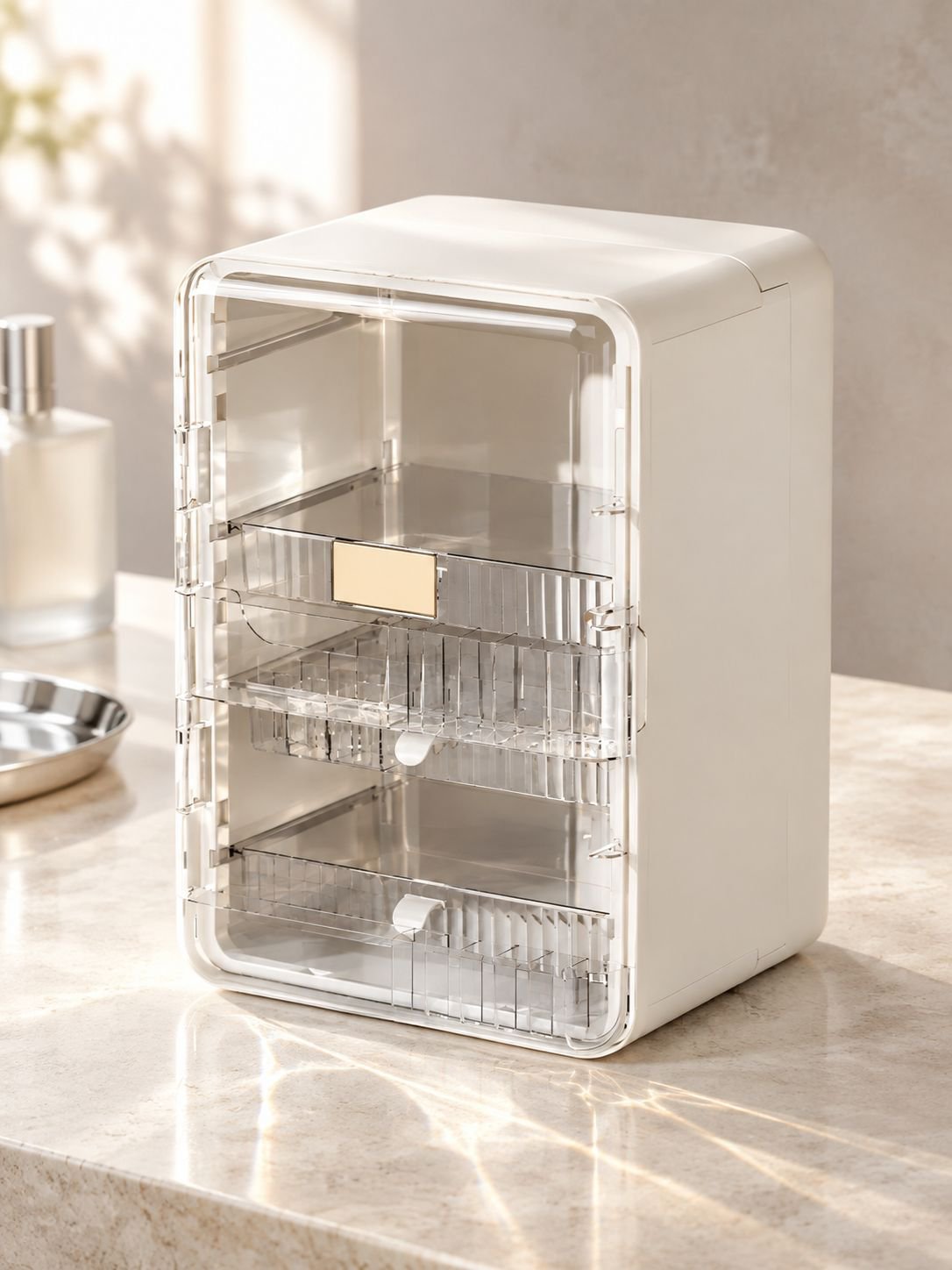 Hochwertige faltbare Make-up-Box, große staubdichte Aufbewahrungsbox