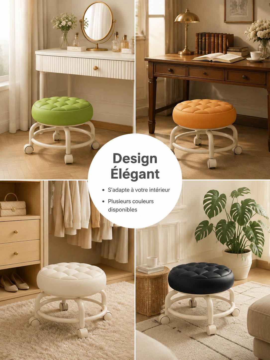 Tabouret de canapé mobile vue latérale