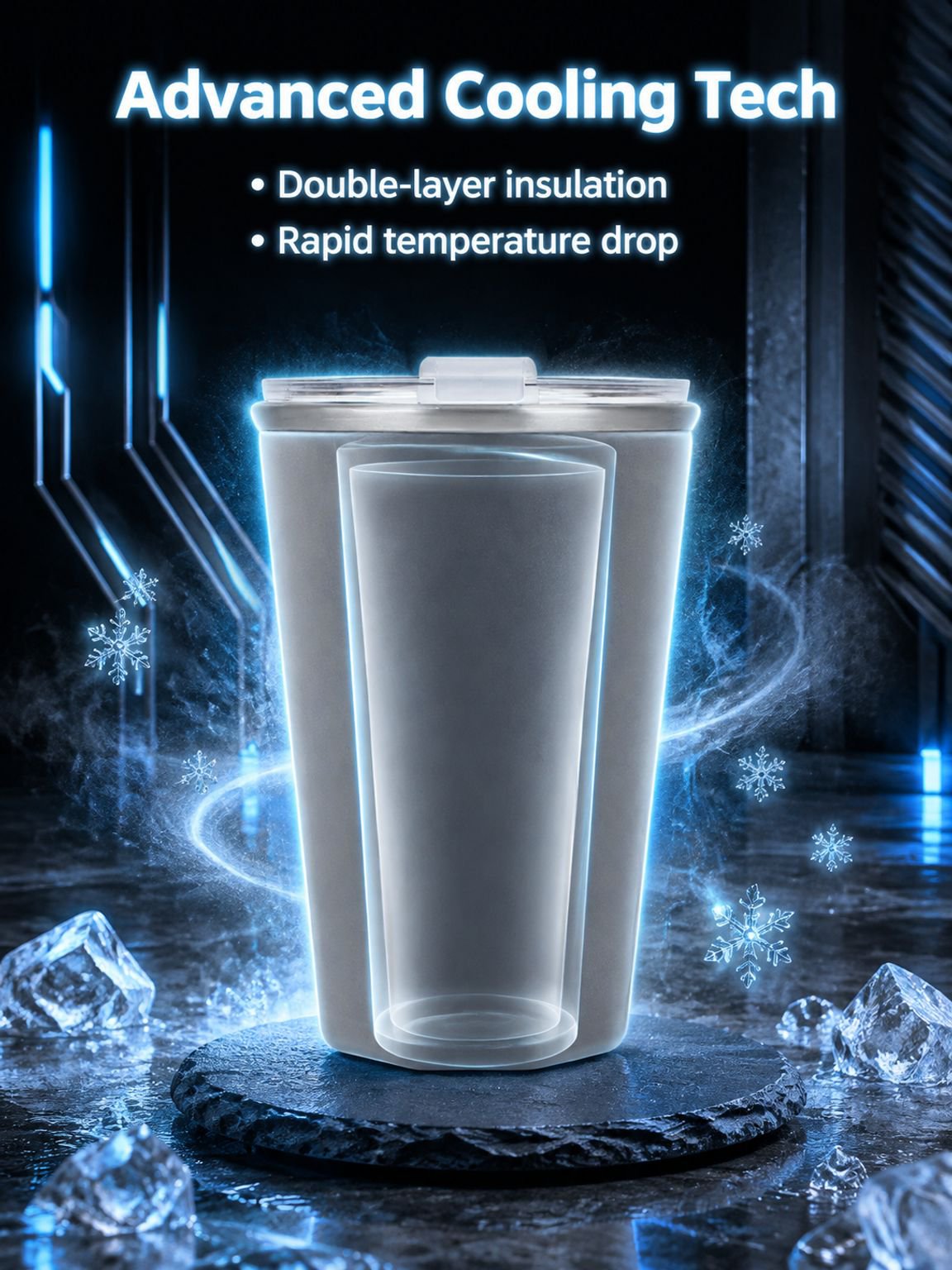 Close-up of the frosty design on the Creative Cooling Cup