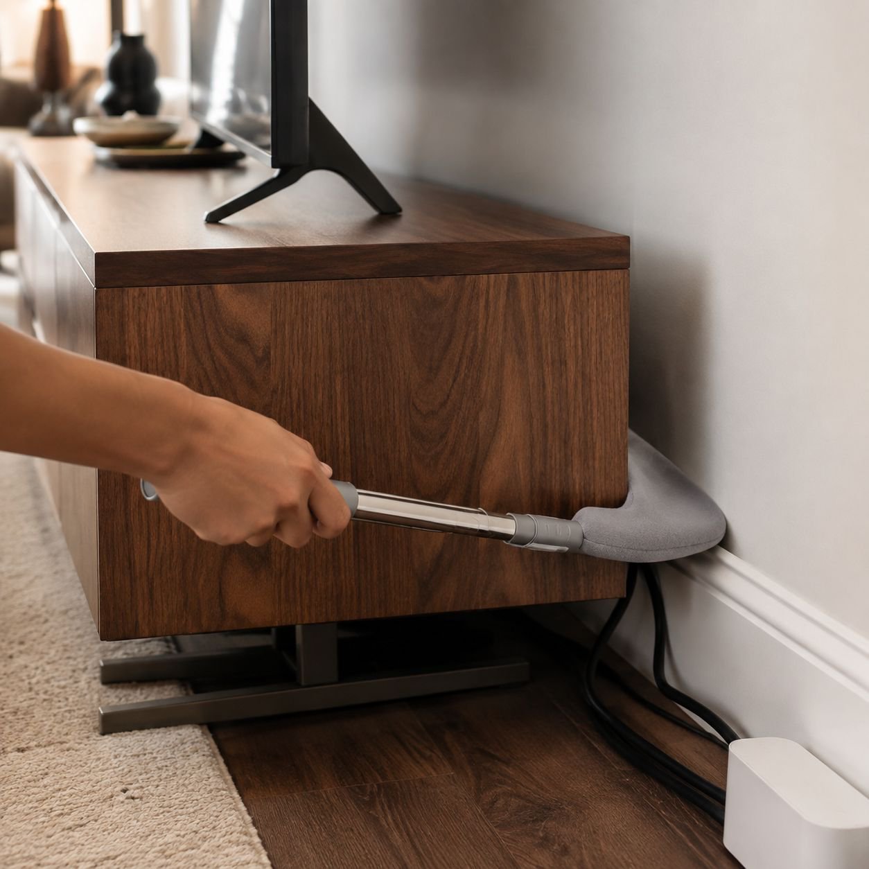 Easy-to-store extendable gap cleaning duster