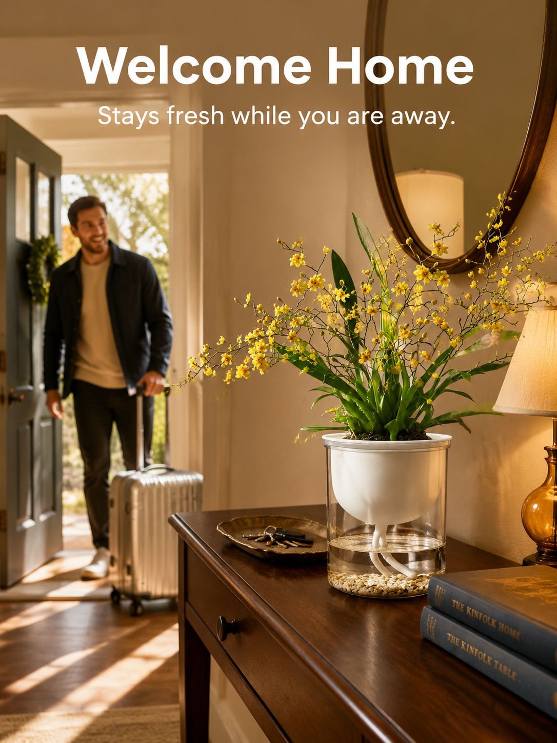 Green plants and fragrant potted flowers