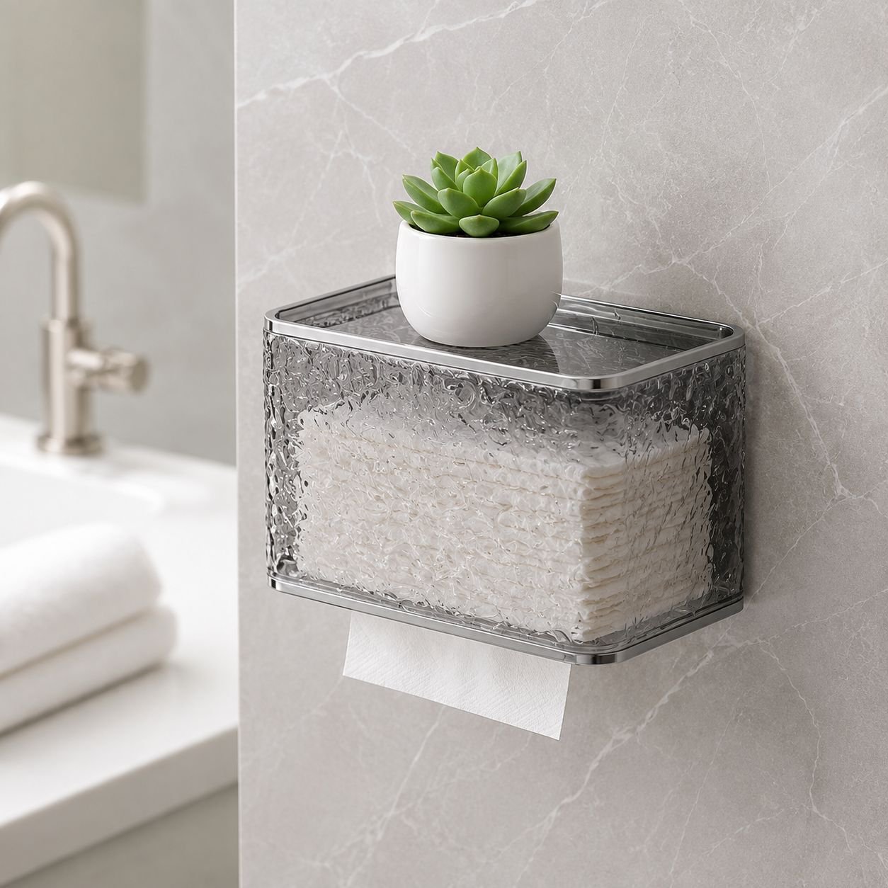 Durable bathroom tissue holder with ripple pattern